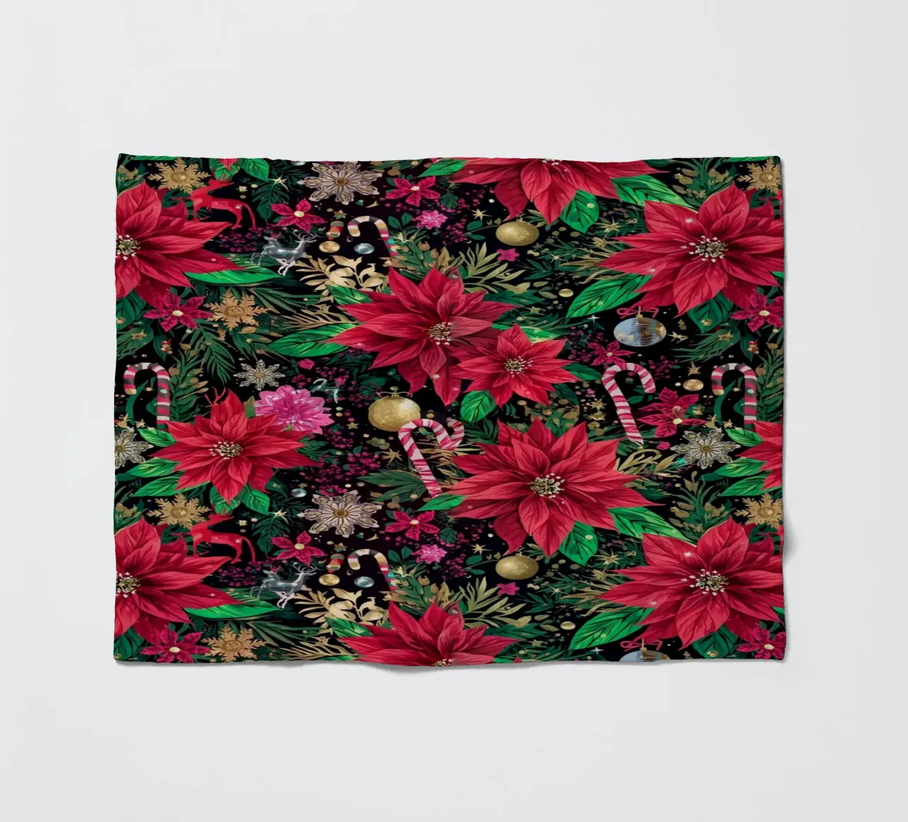 Dark Christmas Botanical Pattern coperta in pile da AzStore11