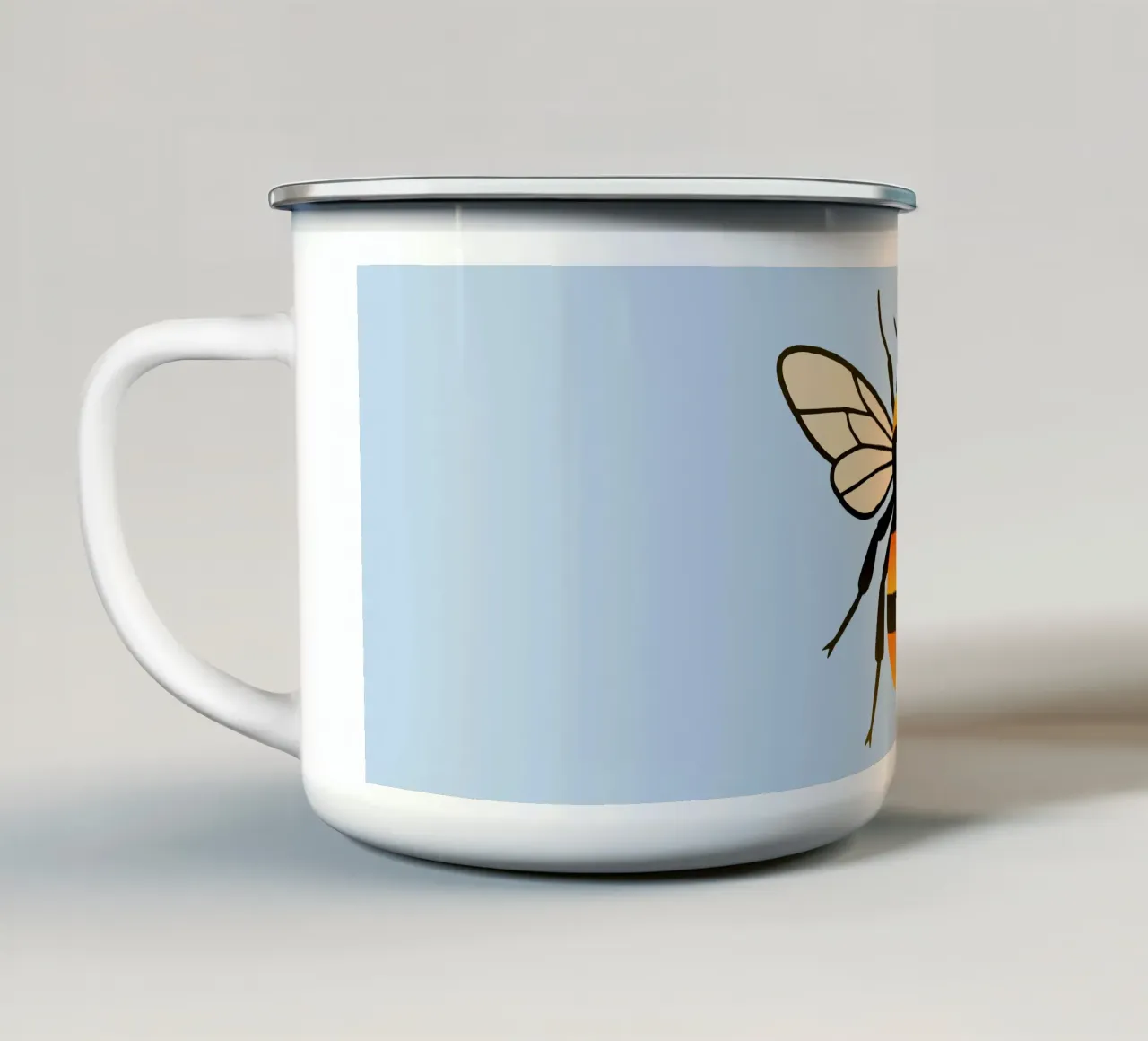 Un'illustrazione di un calabrone tazza in smalto da Bwiser