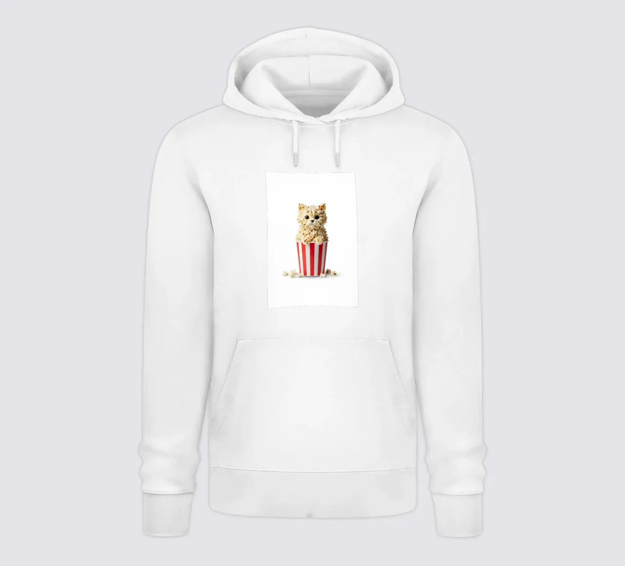 Gatto con popcorn in un secchiello a strisce - Illustrazione artistica sul cibo felpa con cappuccio da Tasty Critter Creations