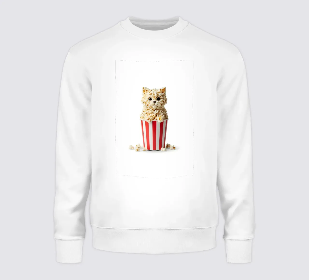 Gatto con popcorn in un secchiello a strisce - Illustrazione artistica sul cibo felpa da Tasty Critter Creations