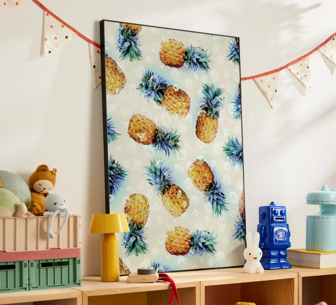 Pineapples + Crystals forex plate by Micklyn Le Feuvre