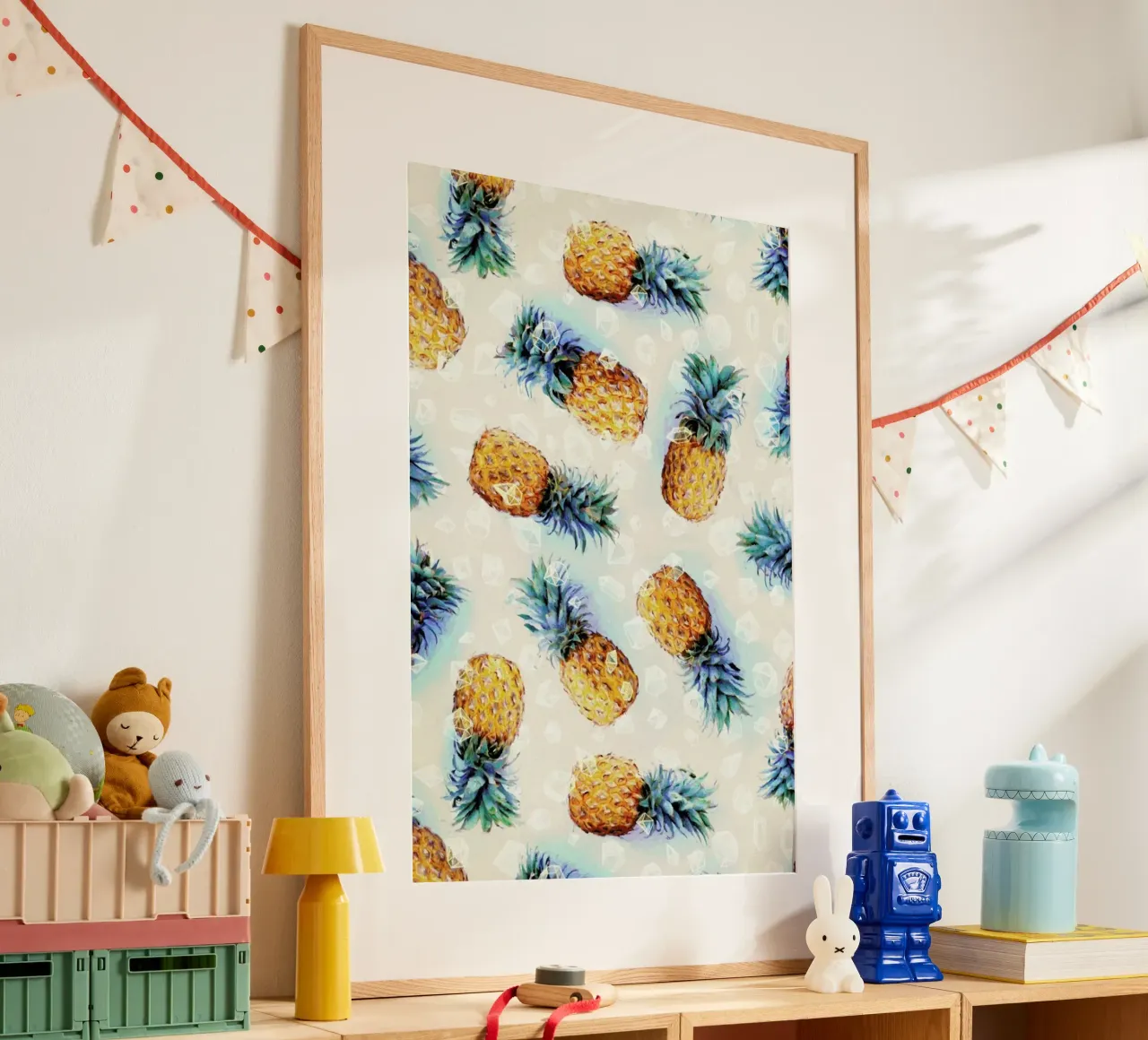 Pineapples + Crystals poster con telaio in plastica da Micklyn Le Feuvre