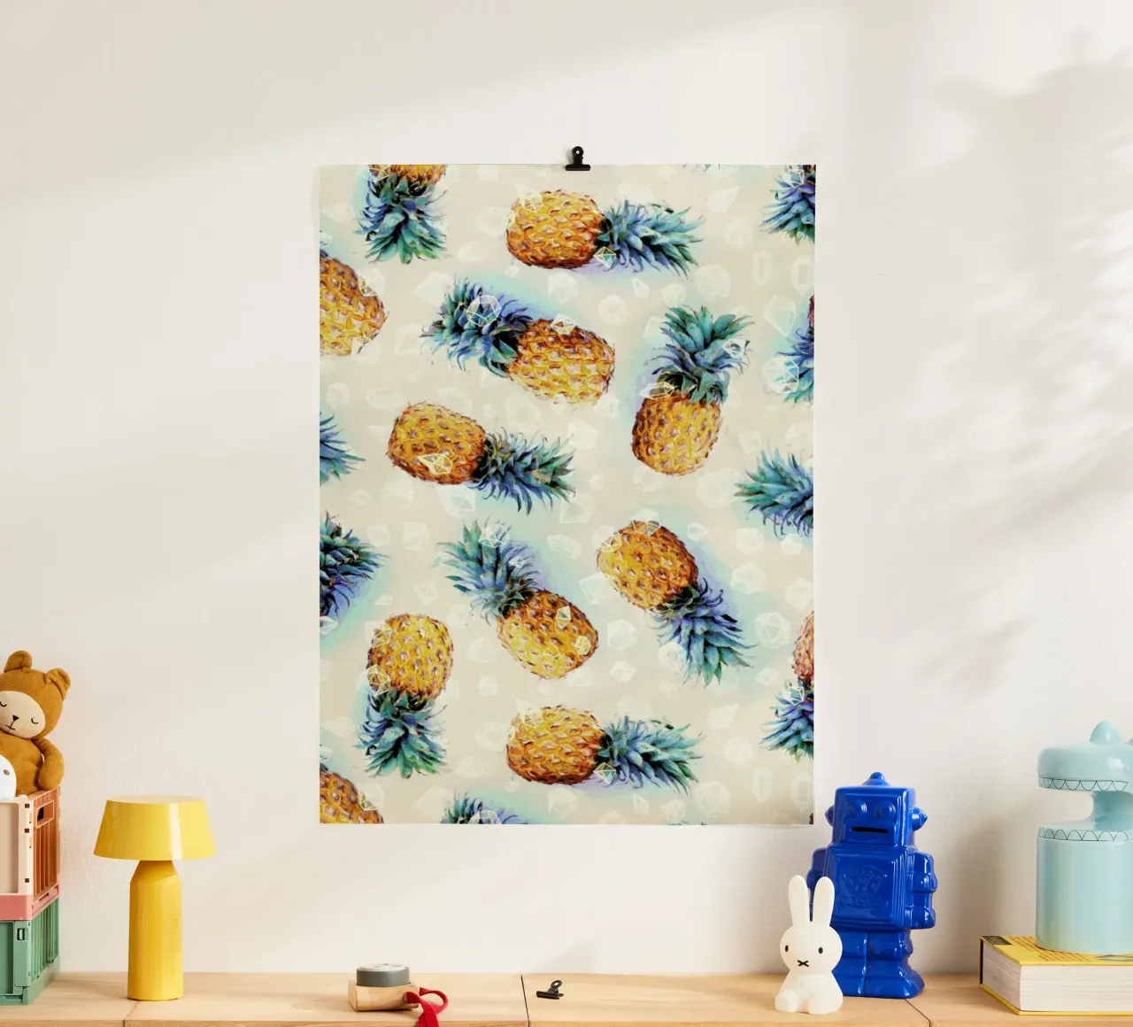 Pineapples + Crystals poster con telaio in plastica da Micklyn Le Feuvre