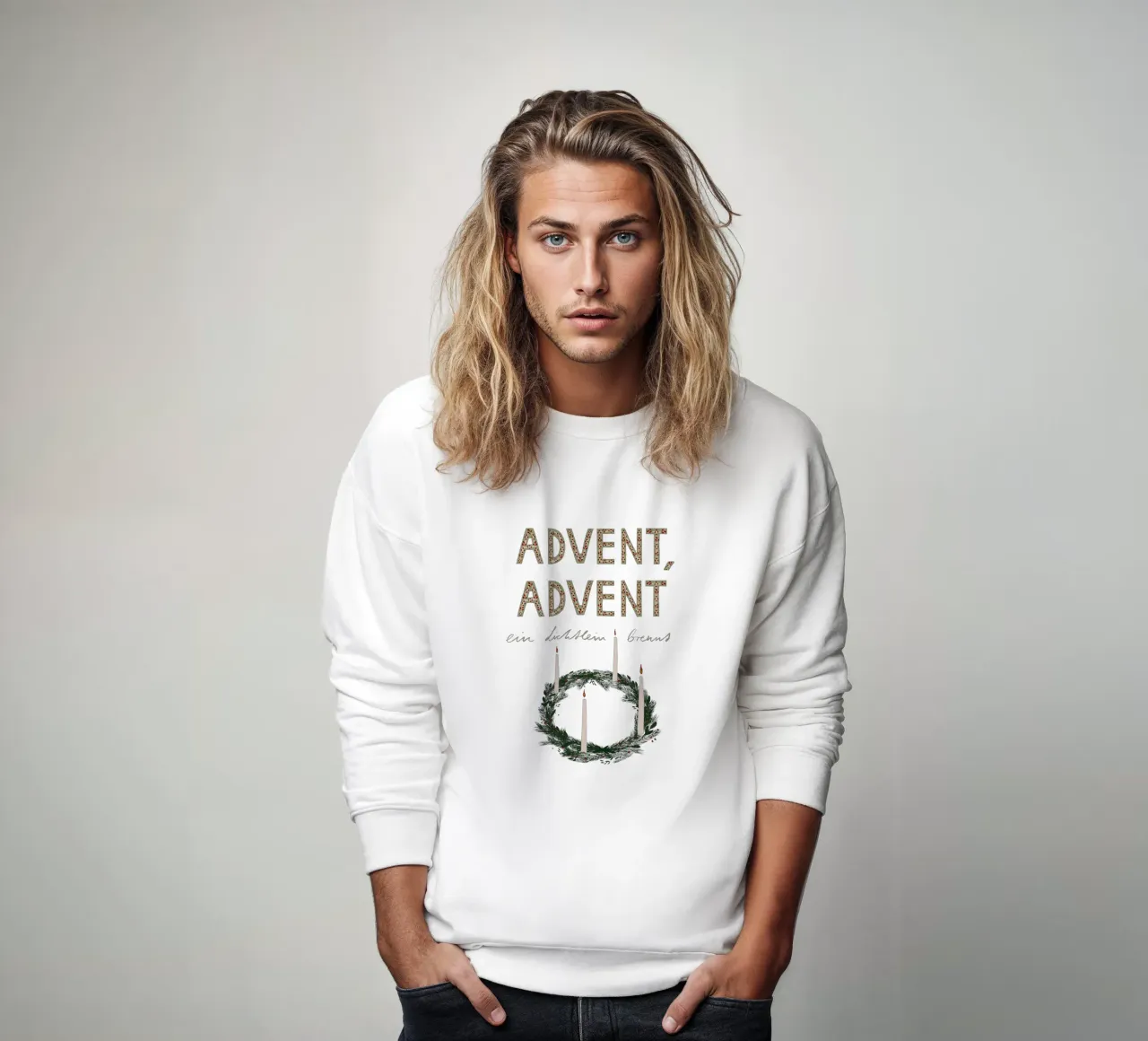 Advent, Advent, ein Lichtlein brennt Kranz Sweatshirt von Sophie Augustin Illustration