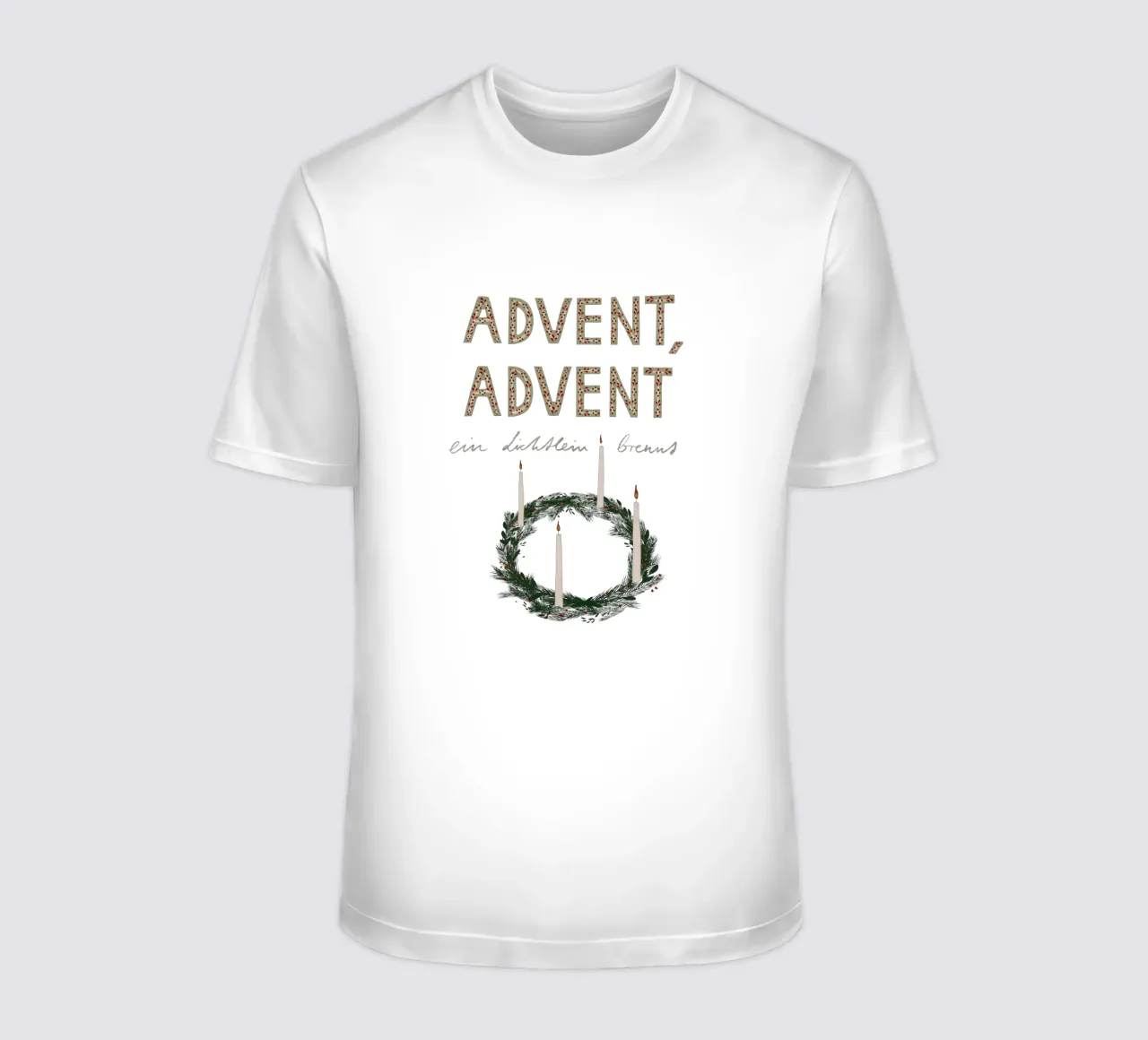 Advent, Advent, ein Lichtlein brennt Kranz T-Shirt von Sophie Augustin Illustration