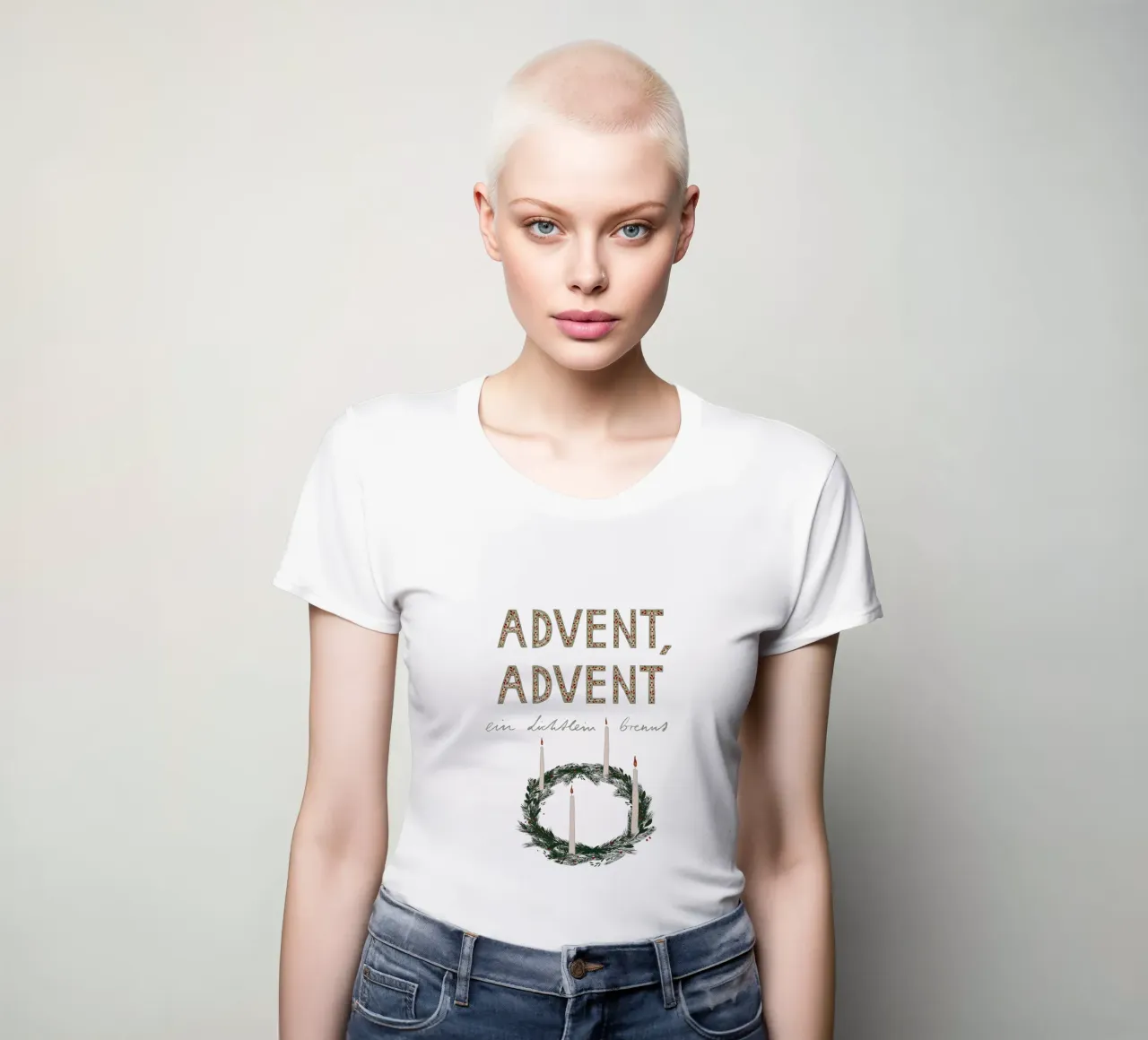 Advent, Advent, ein Lichtlein brennt Kranz t-shirt da donna da Sophie Augustin Illustration