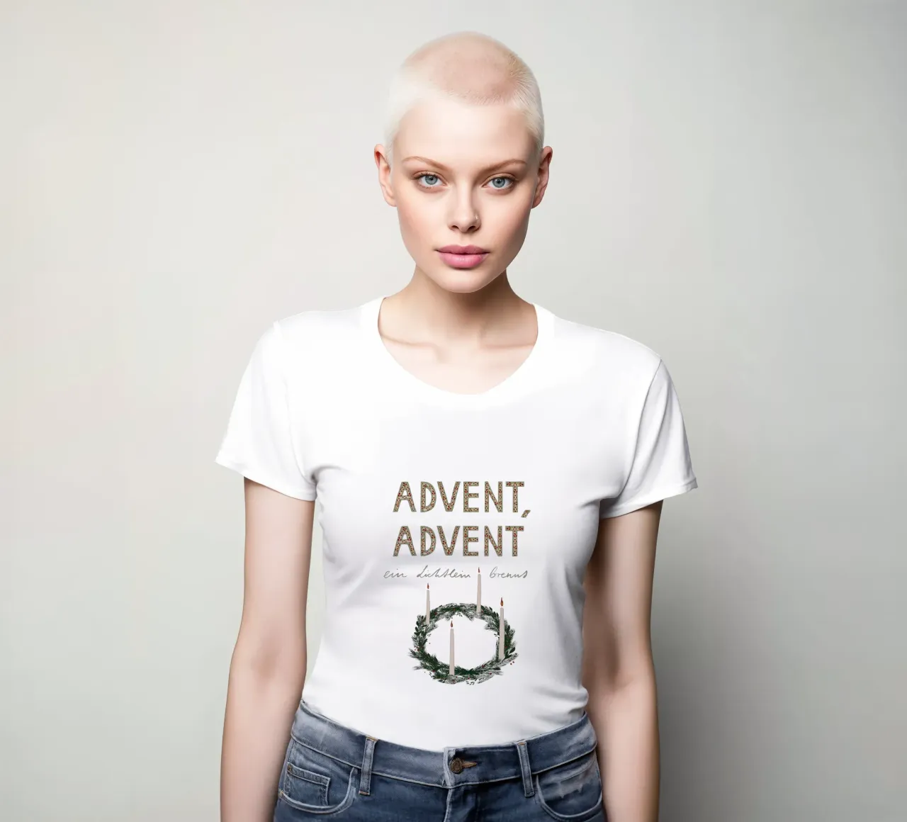 Advent, Advent, ein Lichtlein brennt Kranz t-shirt da donna da Sophie Augustin Illustration