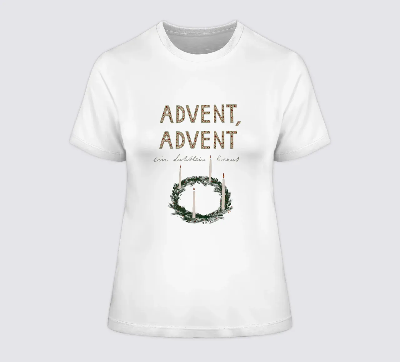 Advent, Advent, ein Lichtlein brennt Kranz t-shirt da donna da Sophie Augustin Illustration