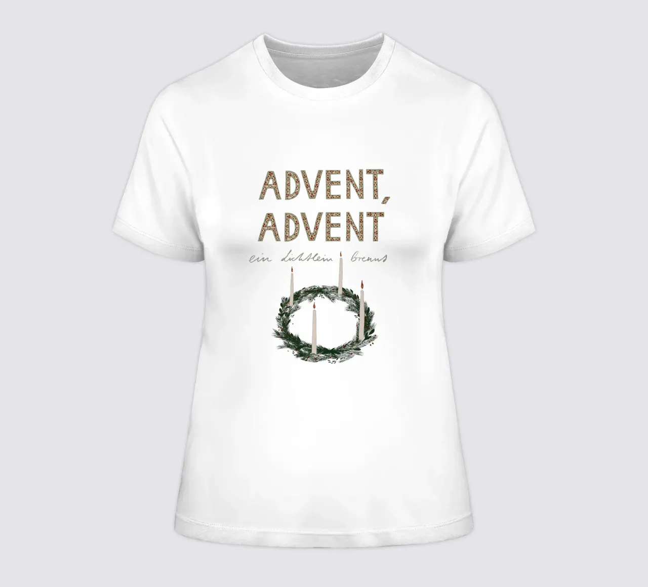 Advent, Advent, ein Lichtlein brennt Kranz t-shirt da donna da Sophie Augustin Illustration