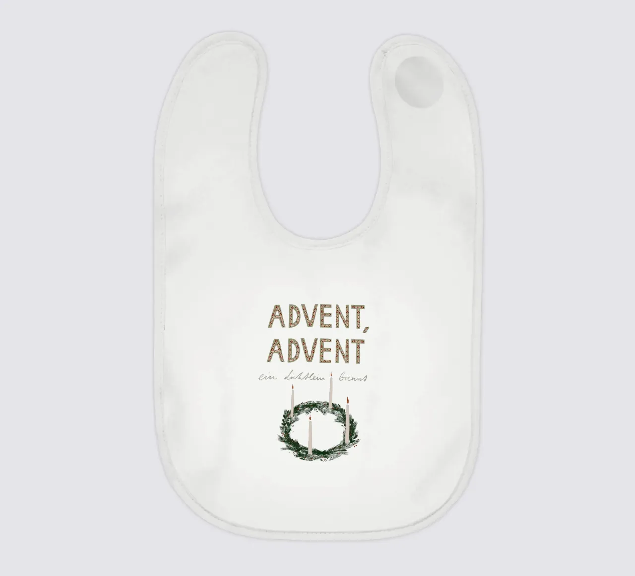 Advent, Advent, ein Lichtlein brennt Kranz Babylätzchen von Sophie Augustin Illustration