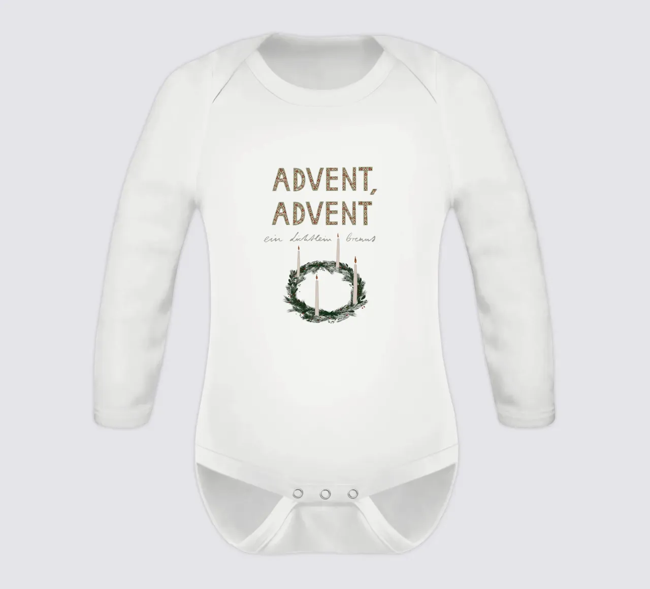 Advent, Advent, ein Lichtlein brennt Kranz body neonato maniche lunghe da Sophie Augustin Illustration