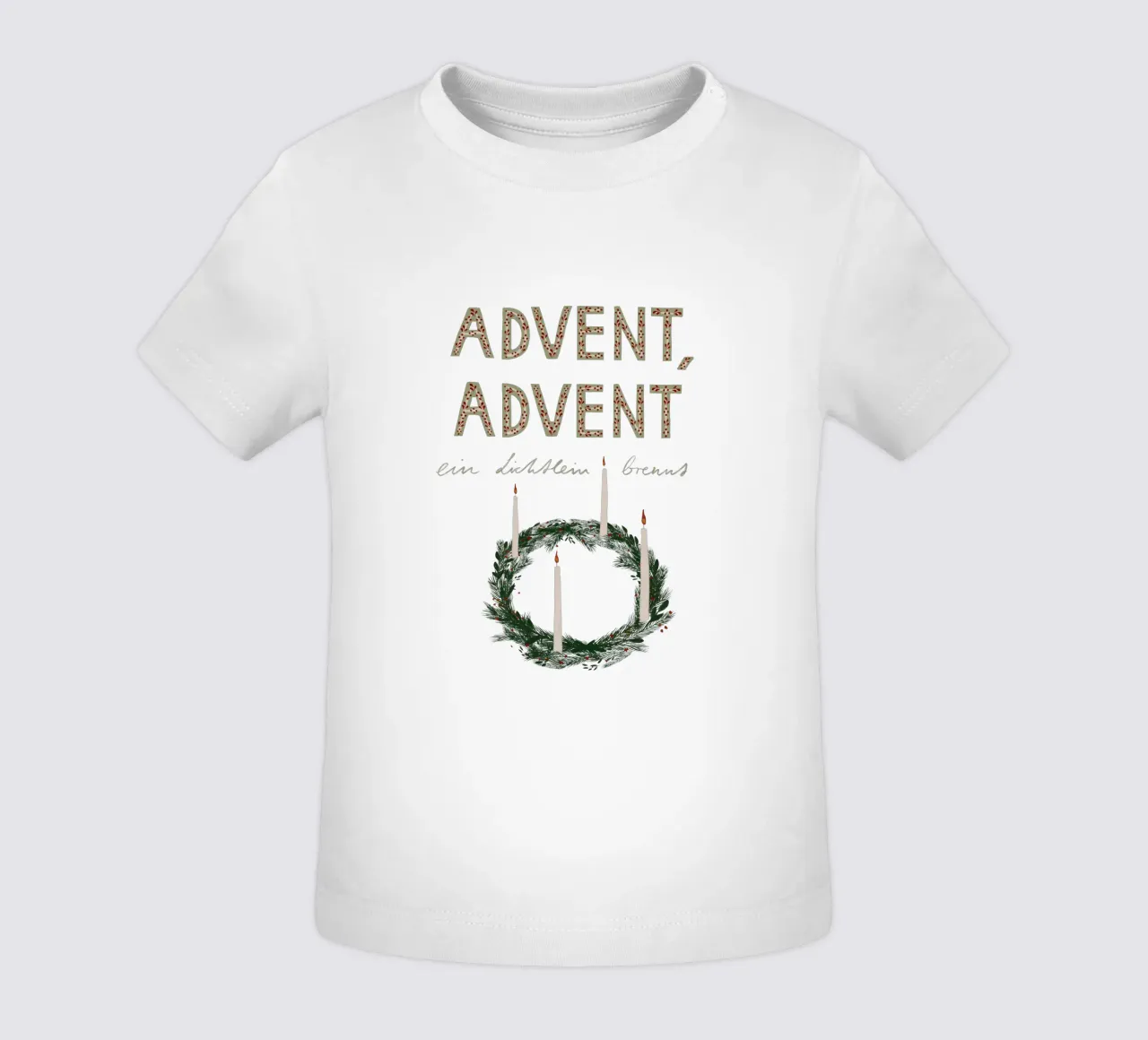 Advent, Advent, ein Lichtlein brennt Kranz maglietta neonato da Sophie Augustin Illustration