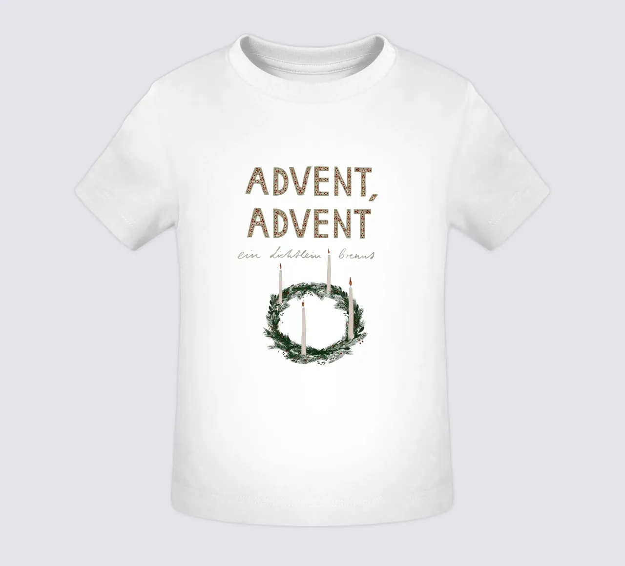 Advent, Advent, ein Lichtlein brennt Kranz maglietta neonato da Sophie Augustin Illustration