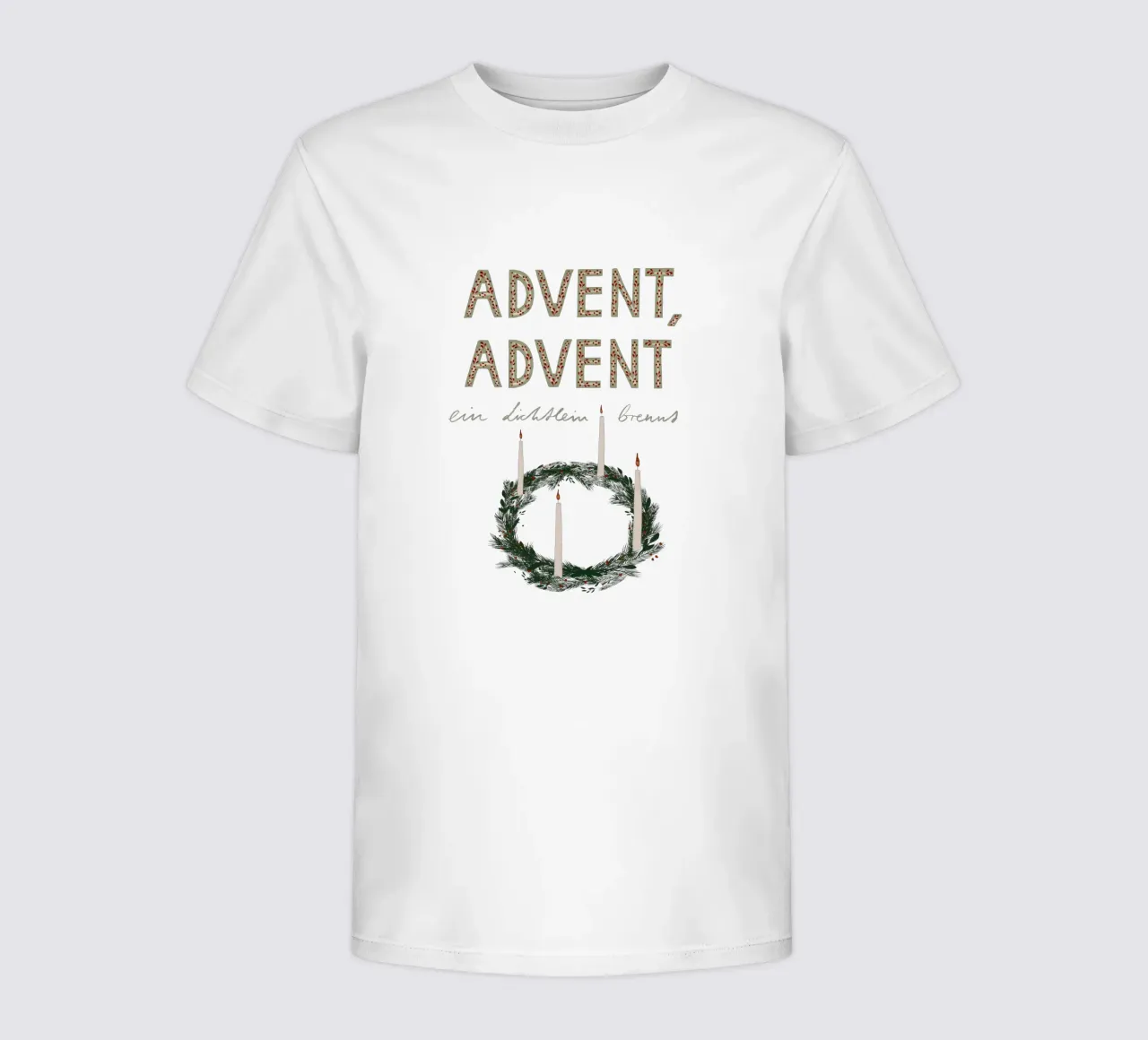 Advent, Advent, ein Lichtlein brennt Kranz t-shirt bambini da Sophie Augustin Illustration