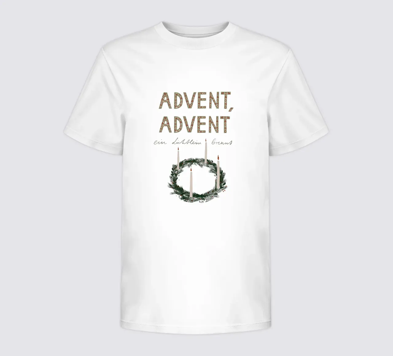 Advent, Advent, ein Lichtlein brennt Kranz t-shirt bambini da Sophie Augustin Illustration