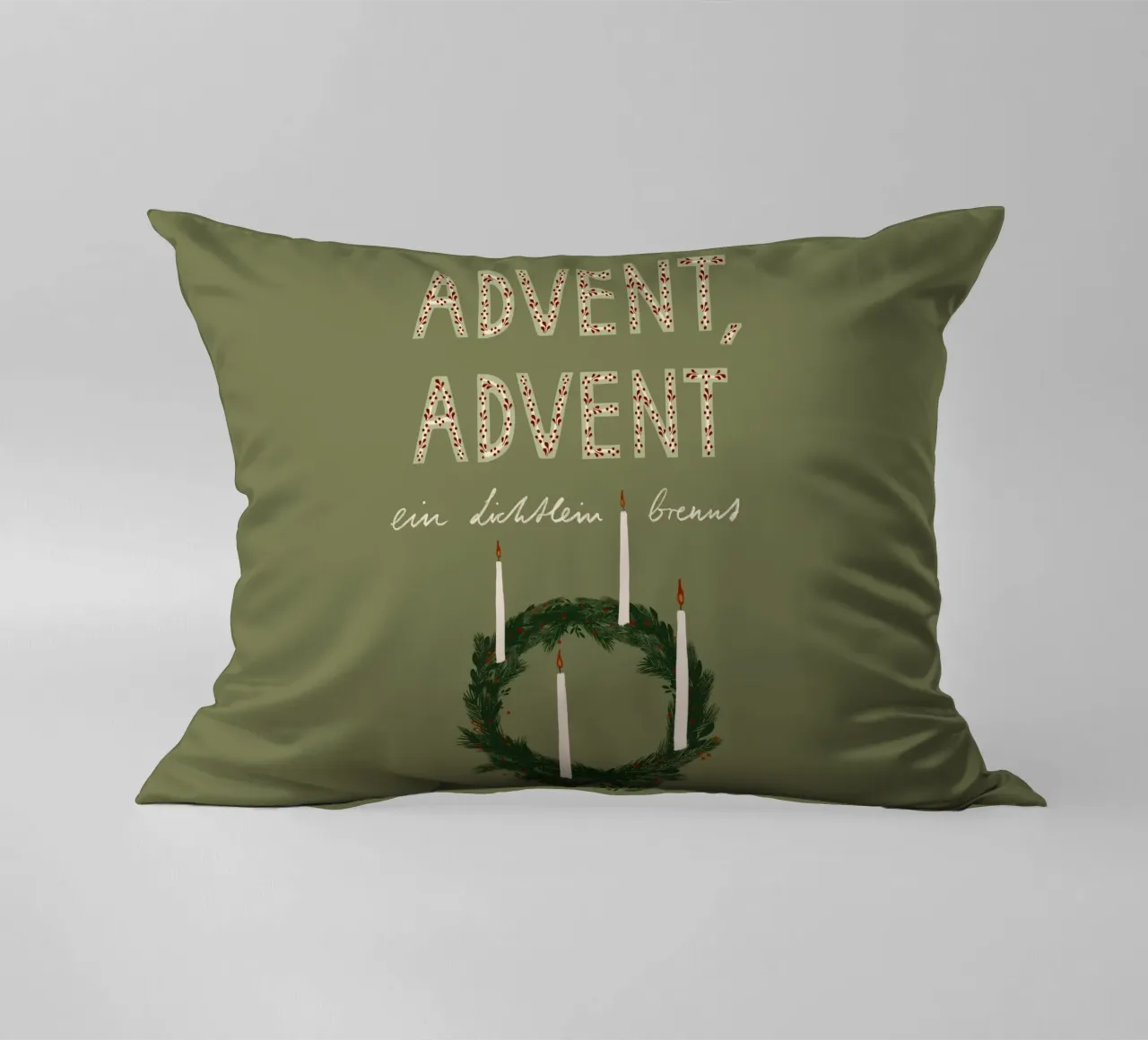 Advent, Advent, ein Lichtlein brennt Kranz cuscino da Sophie Augustin Illustration