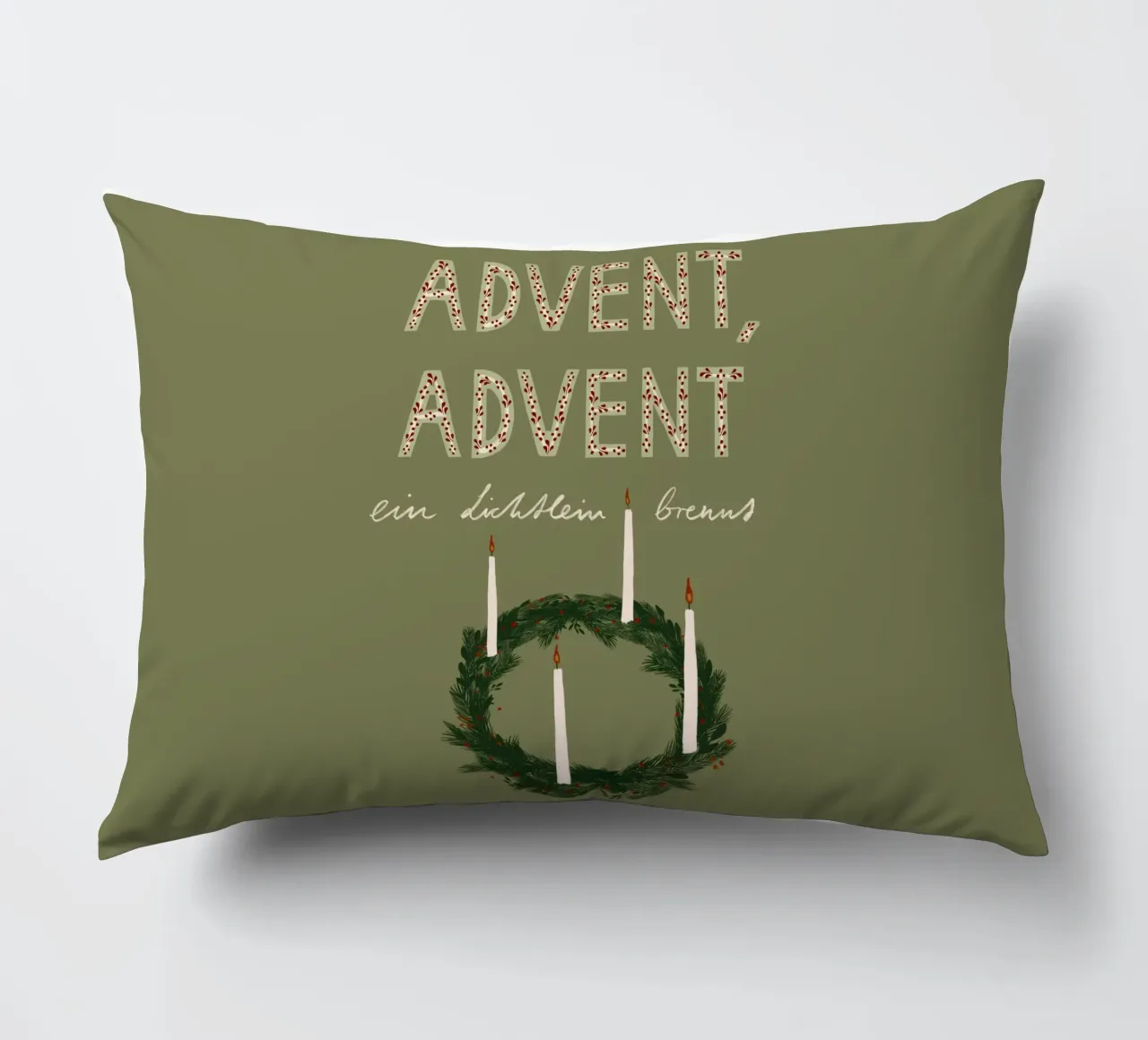 Advent, Advent, ein Lichtlein brennt Kranz cuscino da Sophie Augustin Illustration