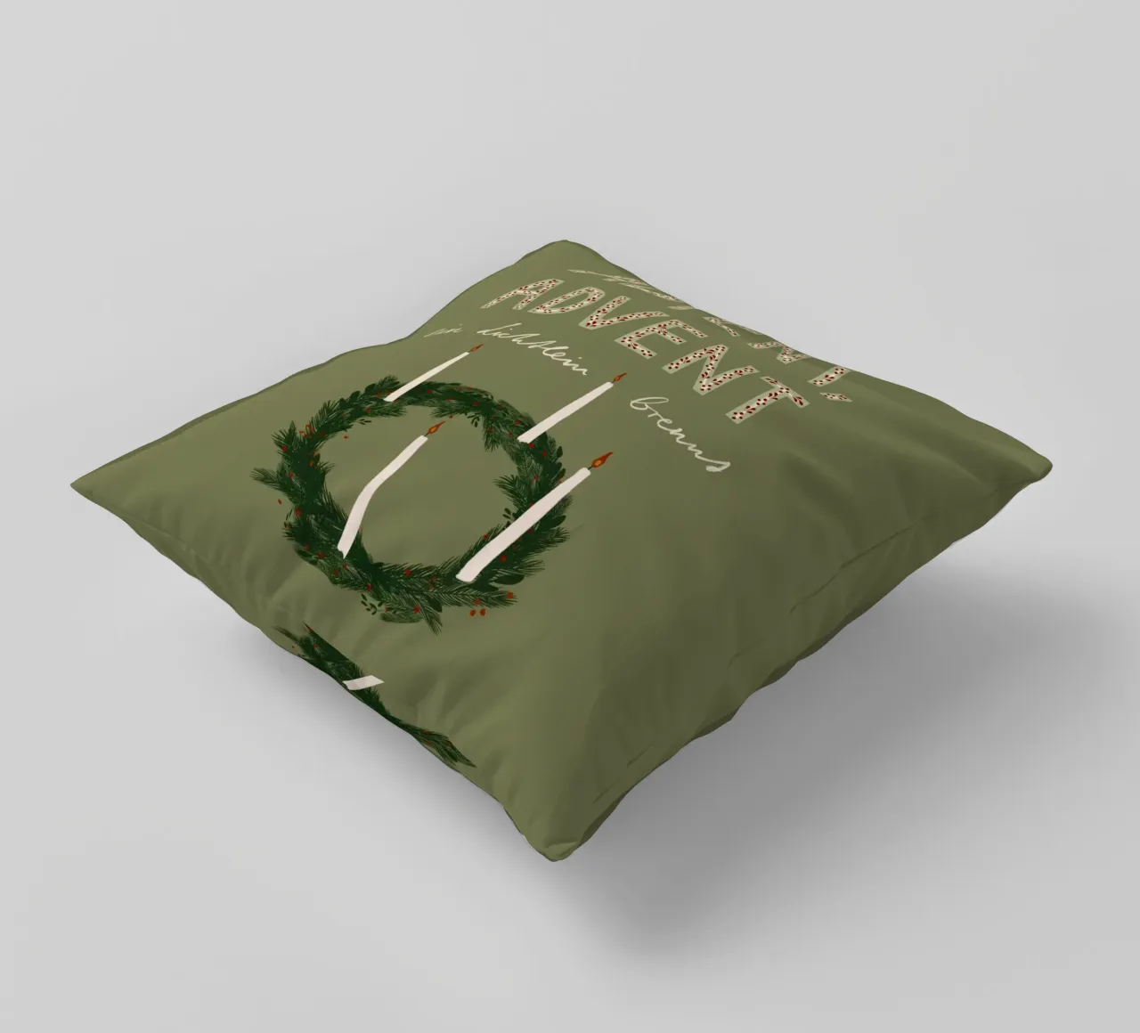 Advent, Advent, ein Lichtlein brennt Kranz cuscino da Sophie Augustin Illustration