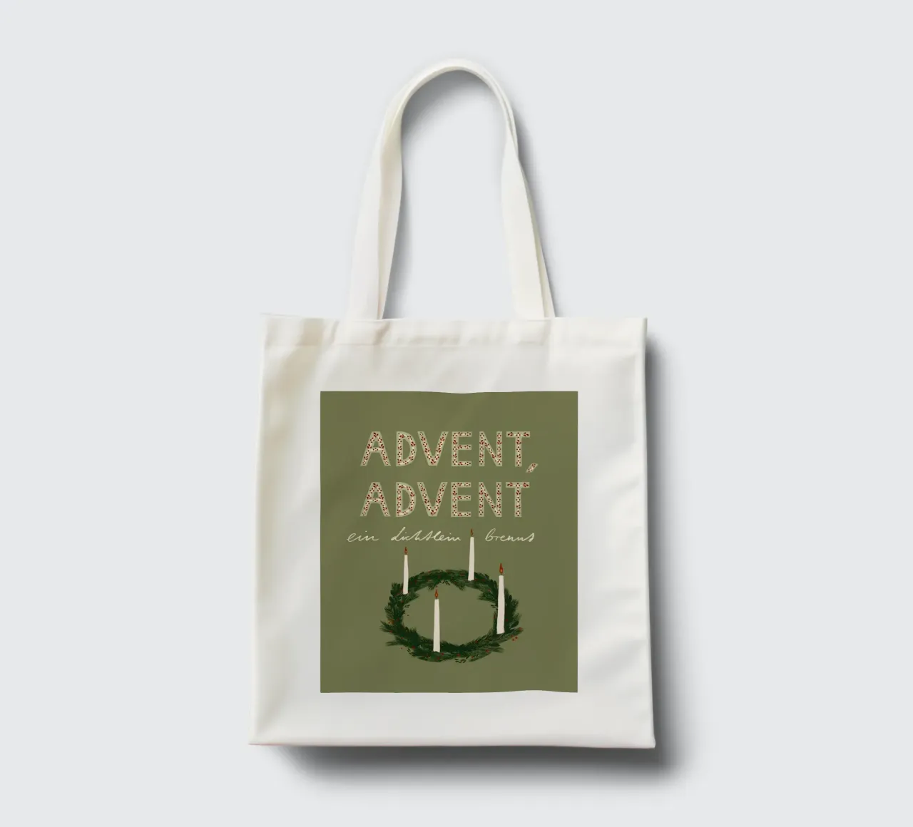Advent, Advent, ein Lichtlein brennt Kranz borsa in juta da Sophie Augustin Illustration
