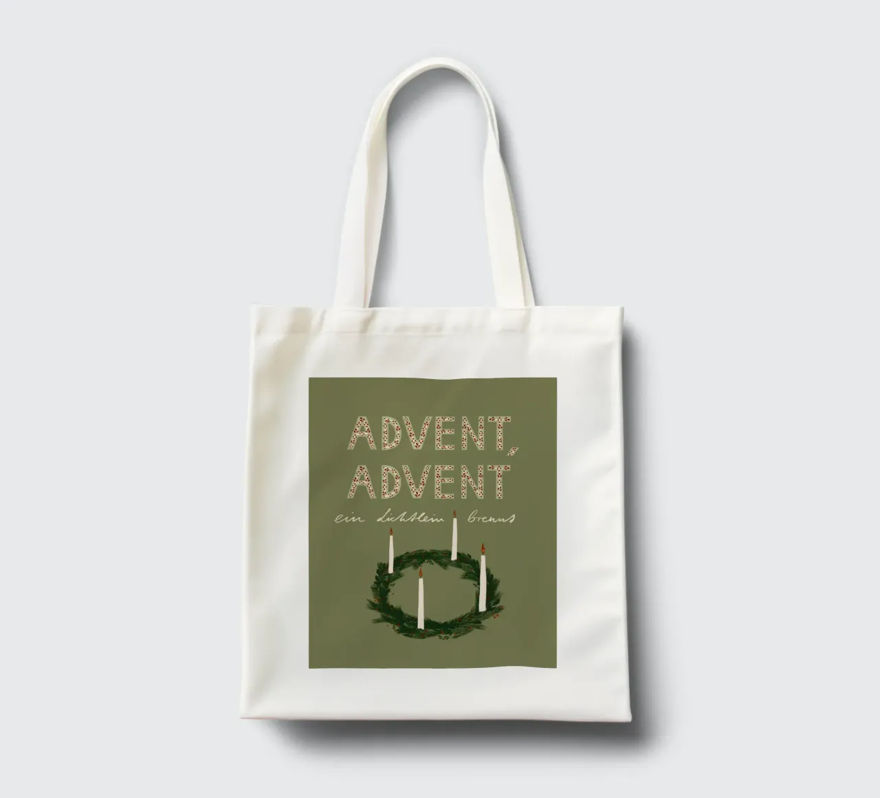Advent, Advent, ein Lichtlein brennt Kranz borsa in juta da Sophie Augustin Illustration