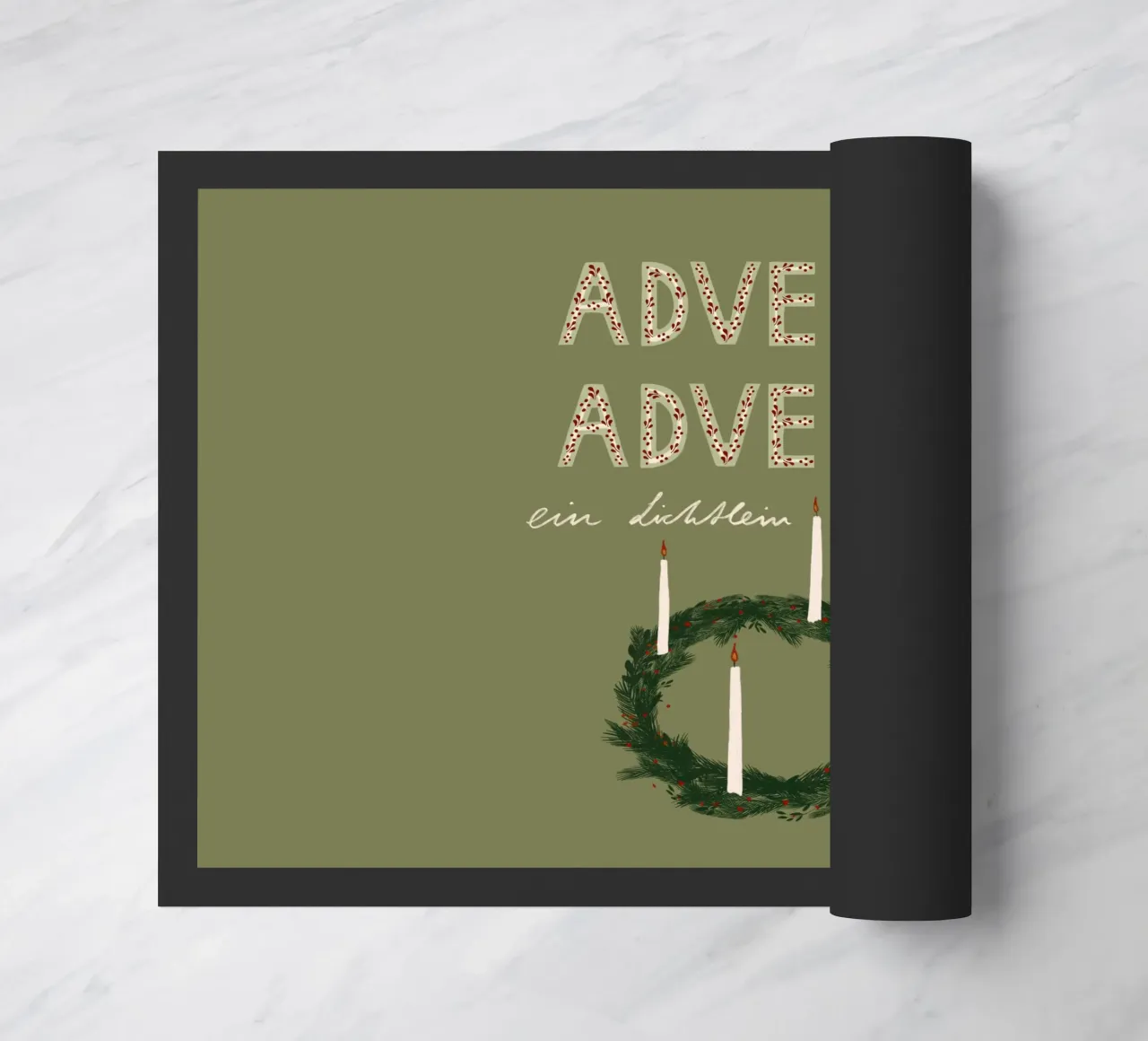 Advent, Advent, ein Lichtlein brennt Kranz paillasson de Sophie Augustin Illustration