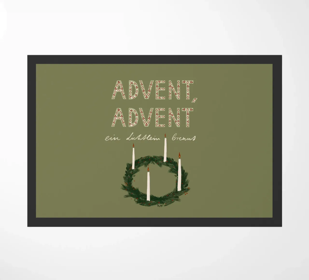 Advent, Advent, ein Lichtlein brennt Kranz paillasson de Sophie Augustin Illustration