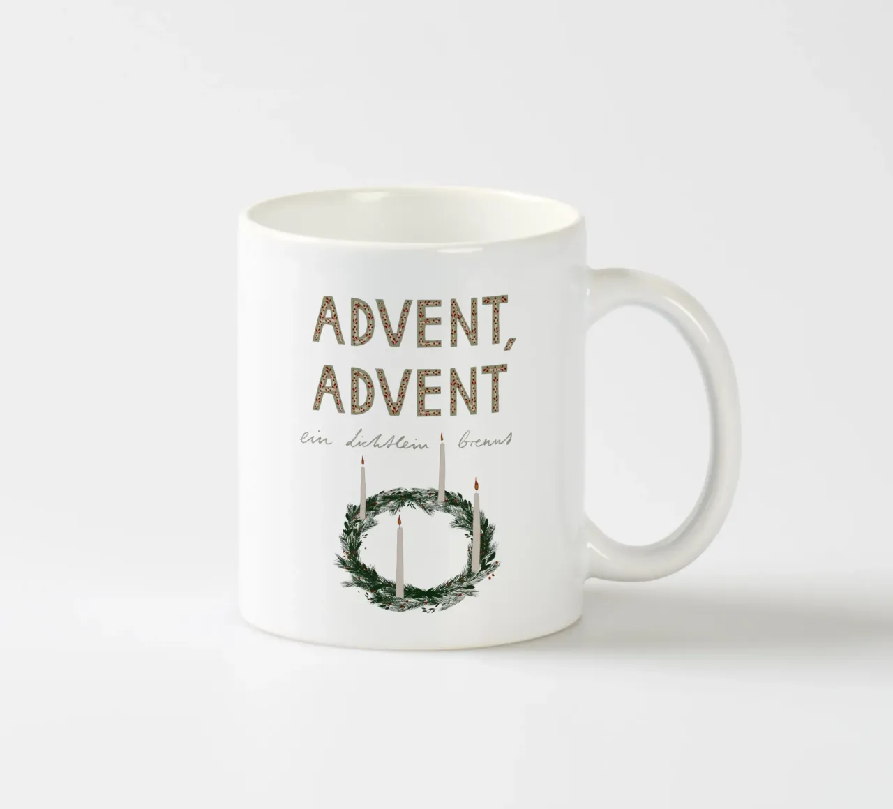 Advent, Advent, ein Lichtlein brennt Kranz keramische mok van Sophie Augustin Illustration