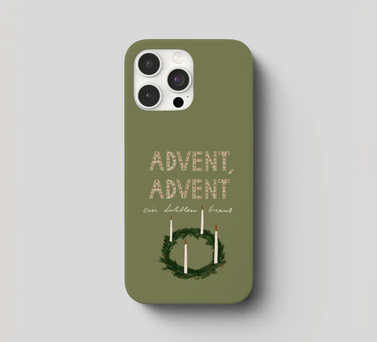 Advent, Advent, ein Lichtlein brennt Kranz iPhone Hülle von Sophie Augustin Illustration