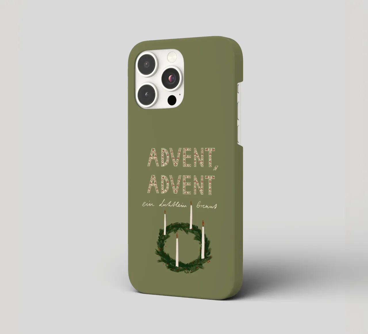 Advent, Advent, ein Lichtlein brennt Kranz iPhone Hülle von Sophie Augustin Illustration