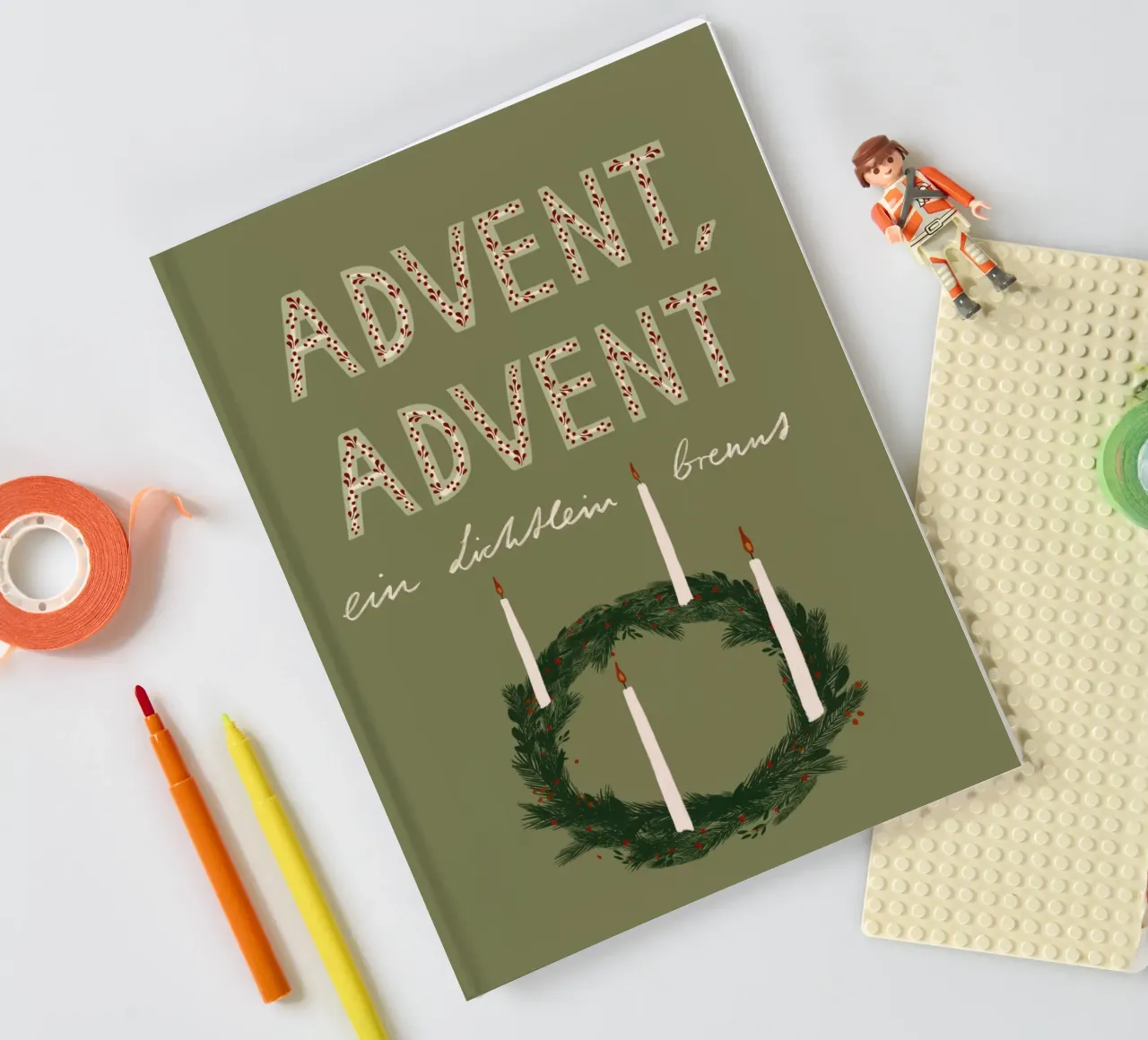 Advent, Advent, ein Lichtlein brennt Kranz diario da Sophie Augustin Illustration