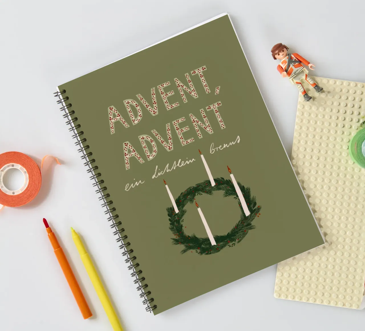 Advent, Advent, ein Lichtlein brennt Kranz diario ad anelli da Sophie Augustin Illustration