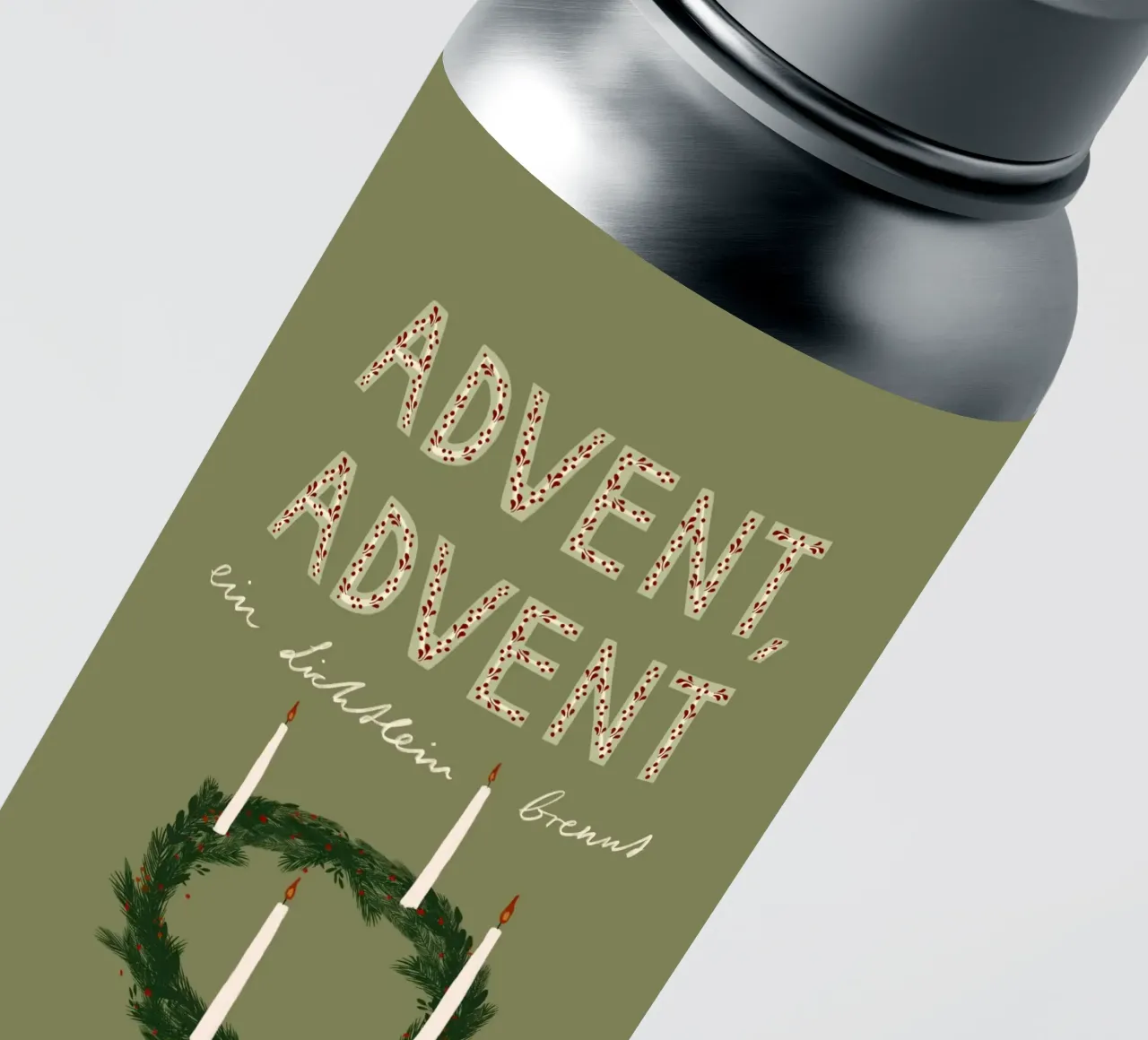 Advent, Advent, ein Lichtlein brennt Kranz autocollant de Sophie Augustin Illustration