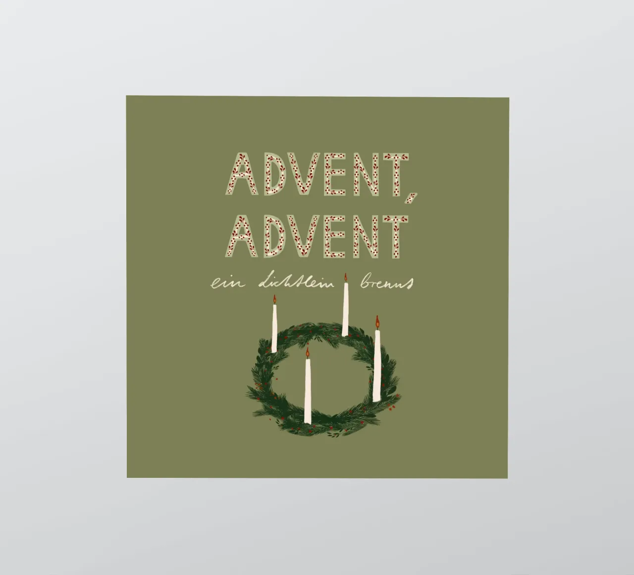 Advent, Advent, ein Lichtlein brennt Kranz autocollant de Sophie Augustin Illustration