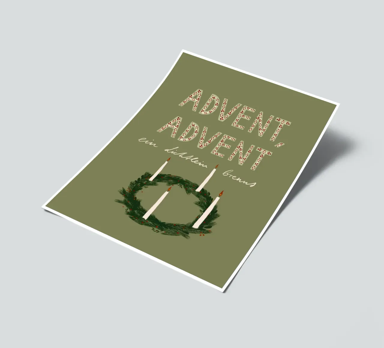 Advent, Advent, ein Lichtlein brennt Kranz Stickerbogen von Sophie Augustin Illustration