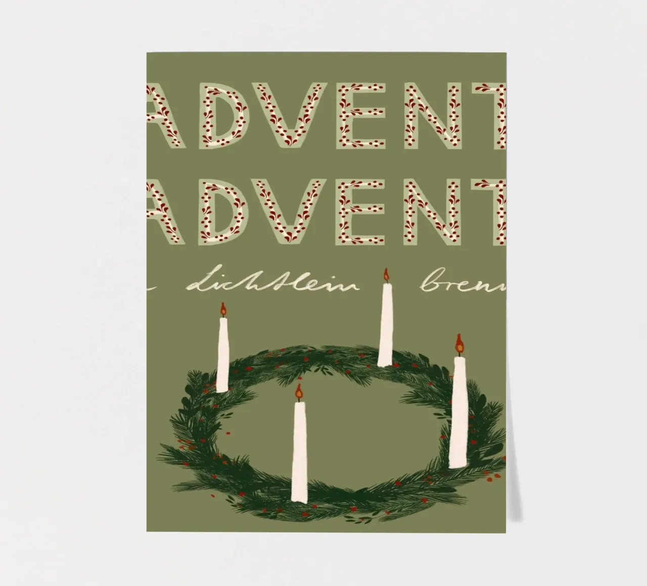 Advent, Advent, ein Lichtlein brennt Kranz Stickerbogen von Sophie Augustin Illustration