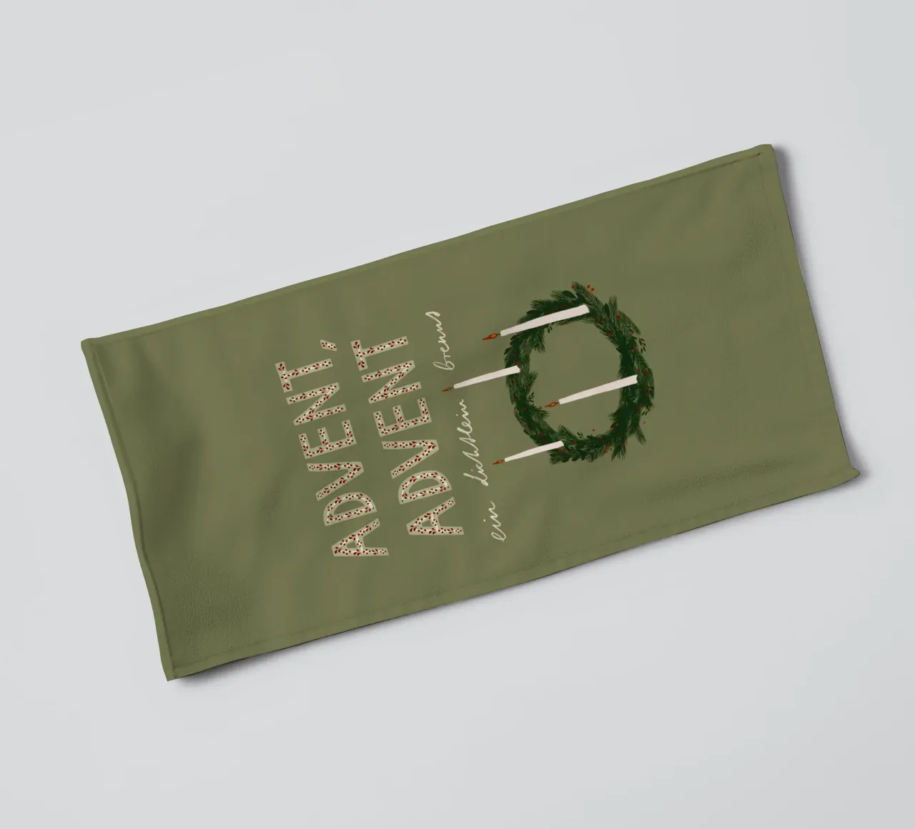 Advent, Advent, ein Lichtlein brennt Kranz Handtuch von Sophie Augustin Illustration