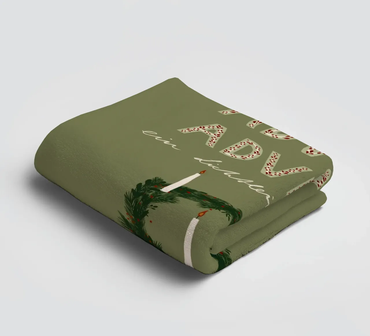 Advent, Advent, ein Lichtlein brennt Kranz Handtuch von Sophie Augustin Illustration