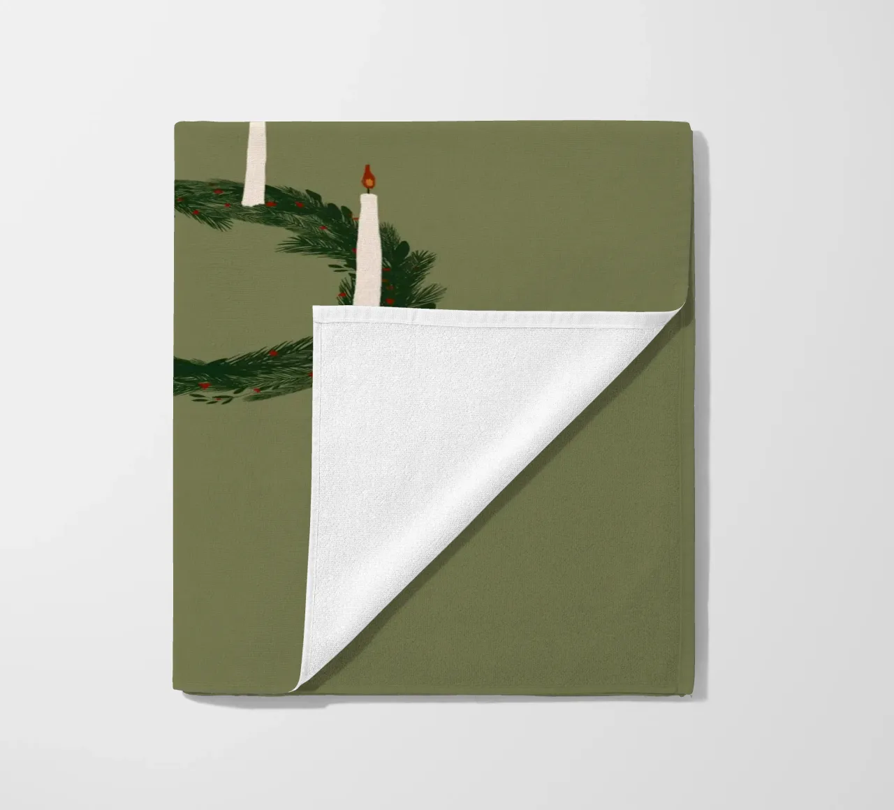Advent, Advent, ein Lichtlein brennt Kranz beach towel by Sophie Augustin Illustration