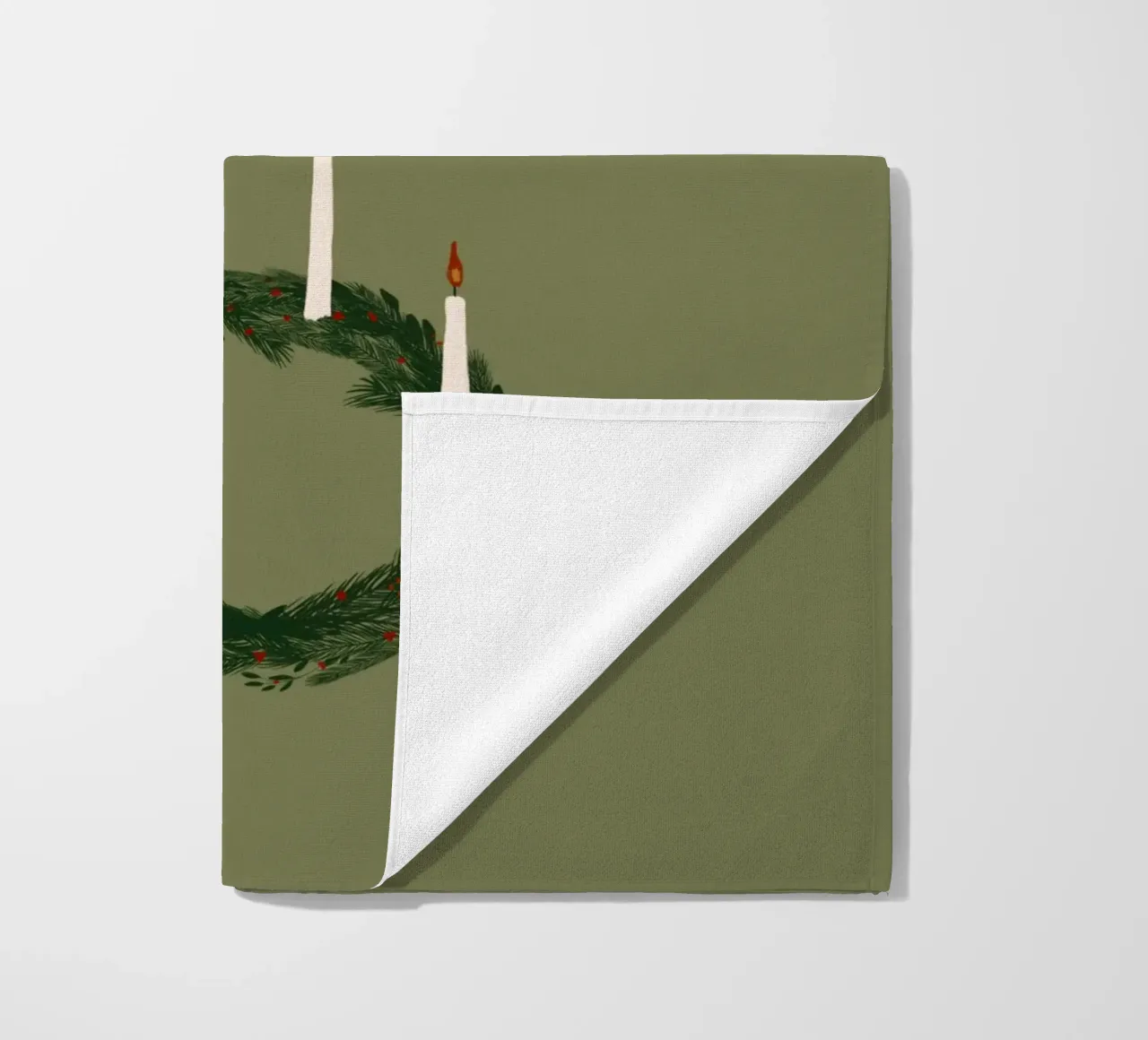 Advent, Advent, ein Lichtlein brennt Kranz beach towel by Sophie Augustin Illustration