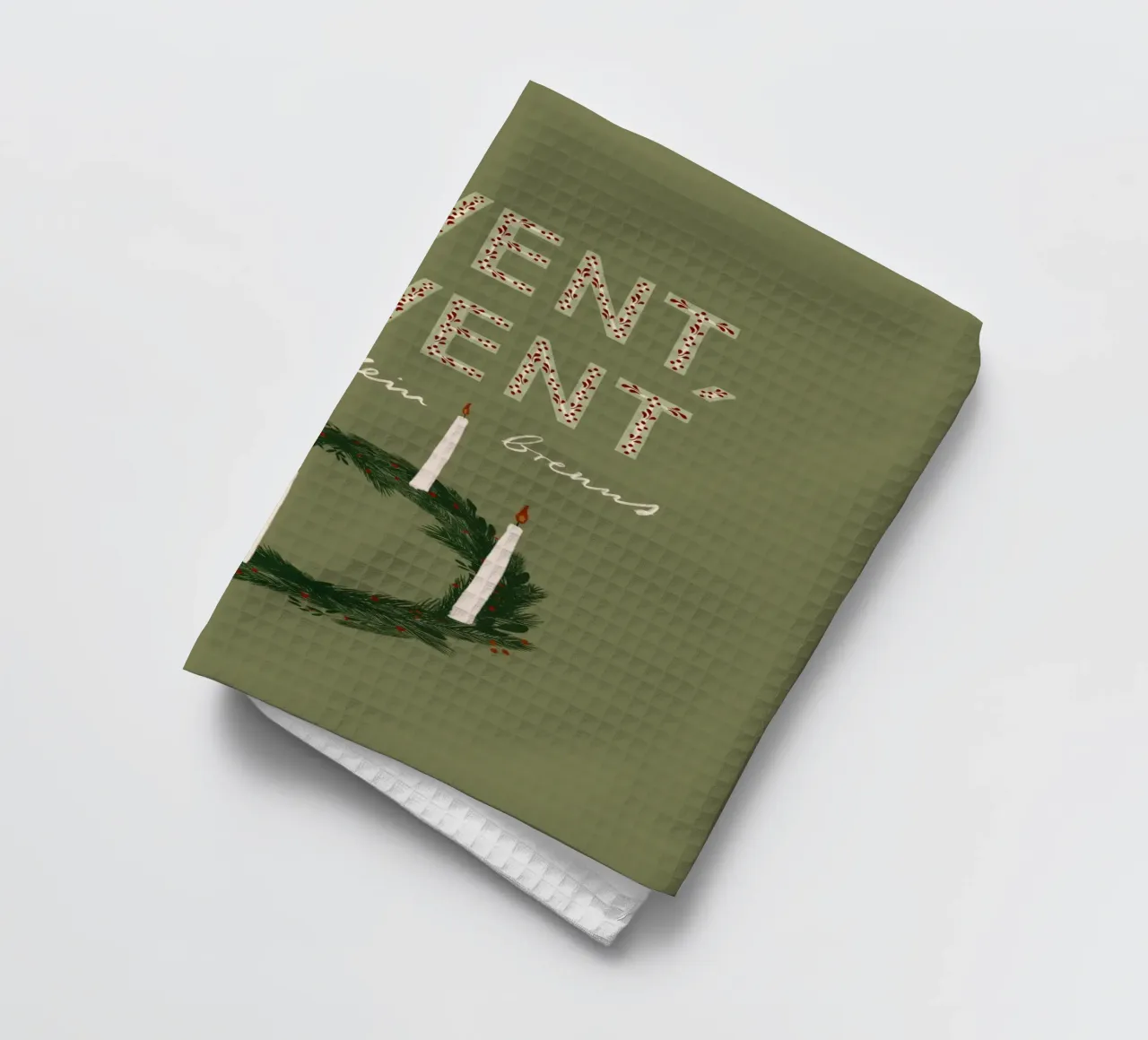 Advent, Advent, ein Lichtlein brennt Kranz theedoek van Sophie Augustin Illustration