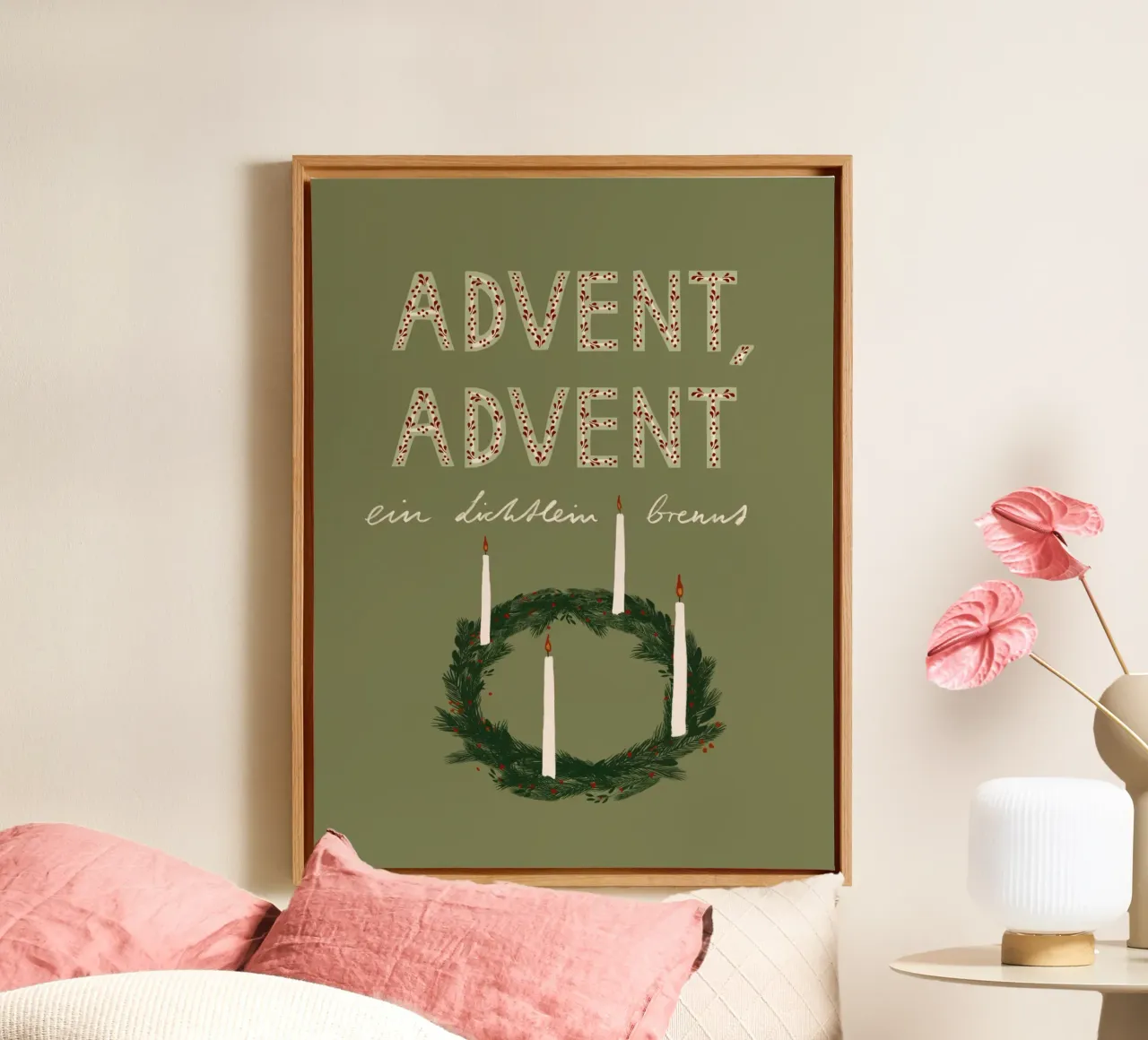 Advent, Advent, ein Lichtlein brennt Kranz tela da Sophie Augustin Illustration