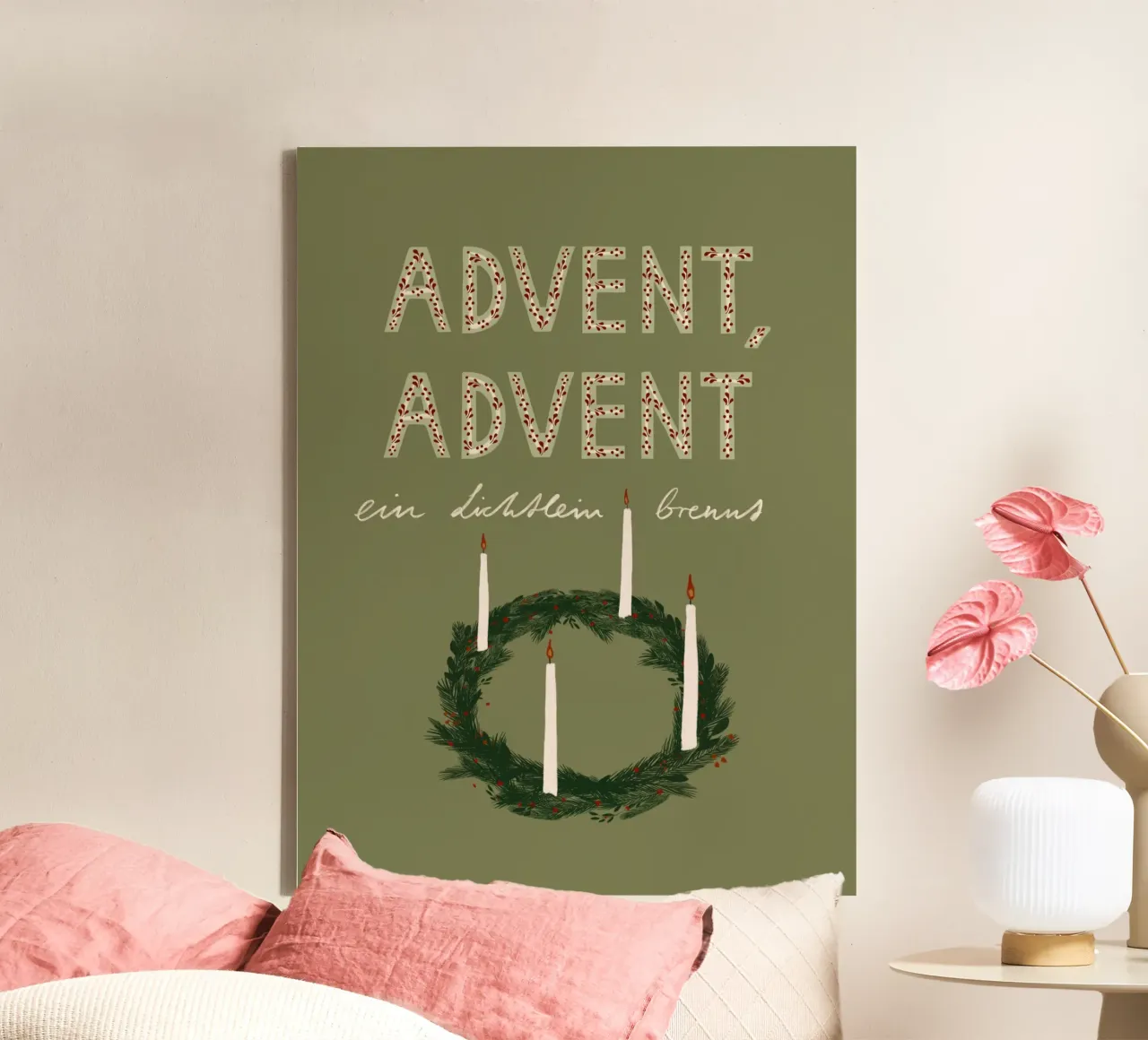Advent, Advent, ein Lichtlein brennt Kranz tela da Sophie Augustin Illustration