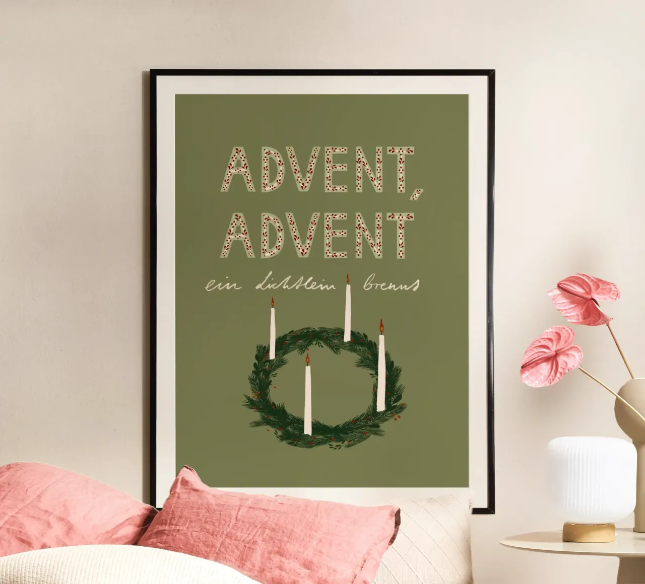 Advent, Advent, ein Lichtlein brennt Kranz hahnemühle de Sophie Augustin Illustration