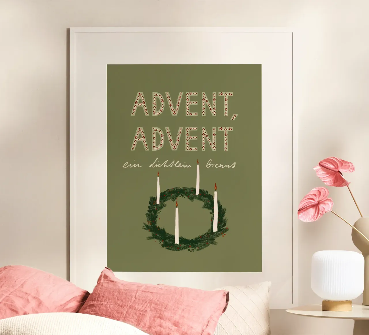 Advent, Advent, ein Lichtlein brennt Kranz hahnemühle de Sophie Augustin Illustration