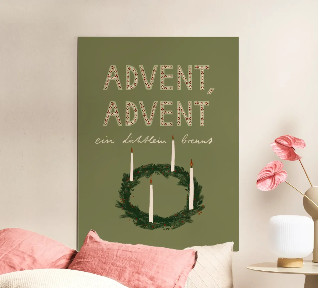 Advent, Advent, ein Lichtlein brennt Kranz hahnemühle de Sophie Augustin Illustration
