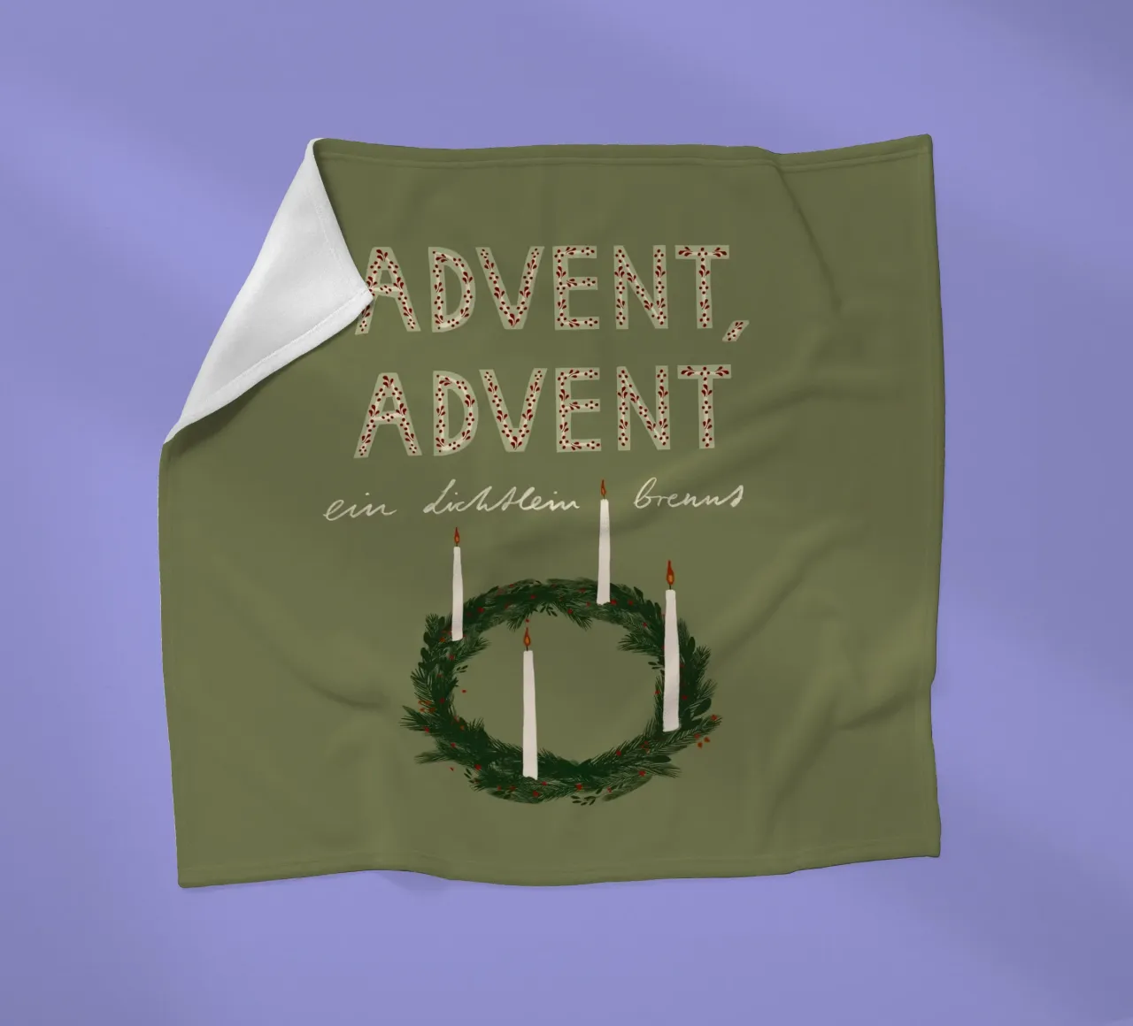 Advent, Advent, ein Lichtlein brennt Kranz Fleecedecke von Sophie Augustin Illustration