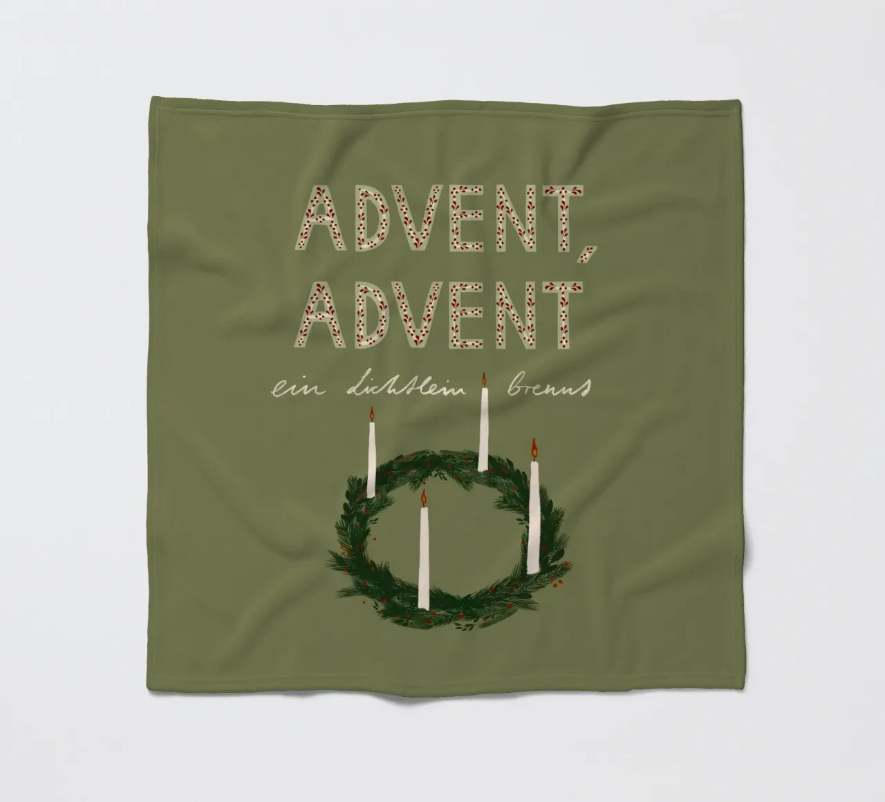 Advent, Advent, ein Lichtlein brennt Kranz Fleecedecke von Sophie Augustin Illustration