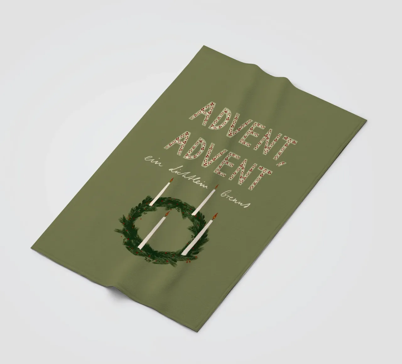 Advent, Advent, ein Lichtlein brennt Kranz Fleecedecke von Sophie Augustin Illustration