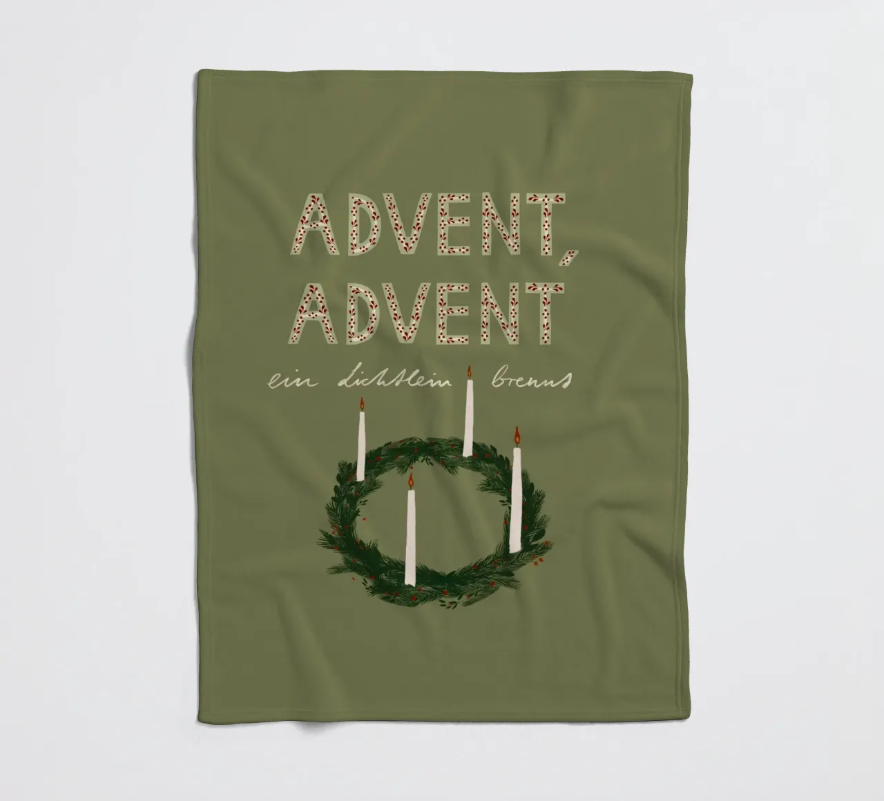 Advent, Advent, ein Lichtlein brennt Kranz Fleecedecke von Sophie Augustin Illustration