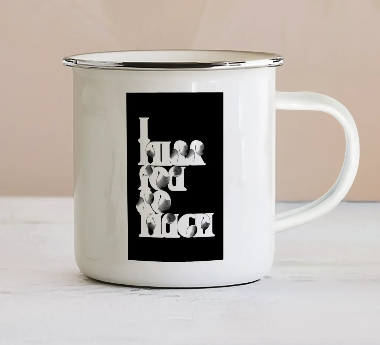 MI MANCHI (NERO) tazza in smalto da Cranio Dsgn